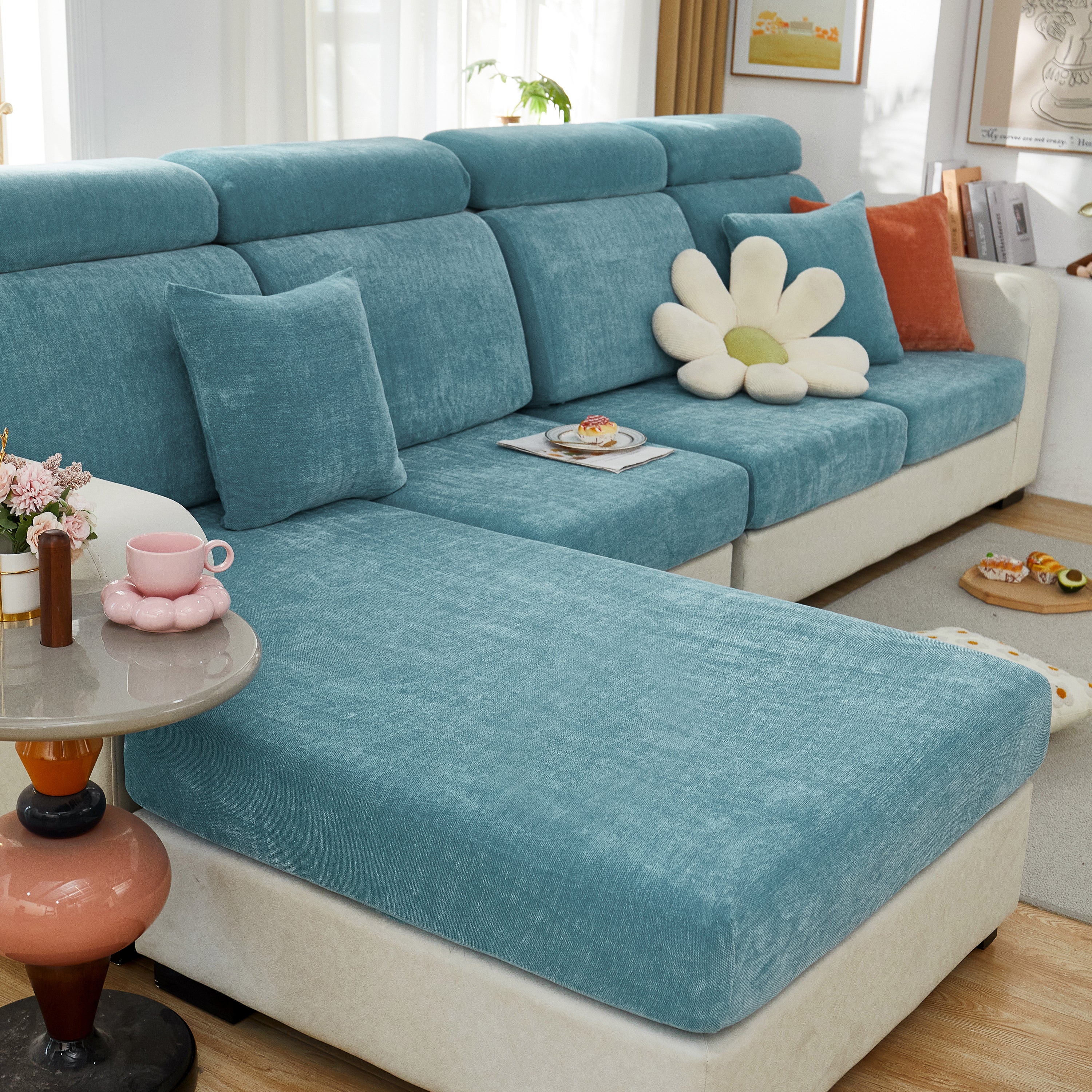 Chenille Cushion Covers for 1/2/3/4 Seater Sofas and L-shaped Couches, Furniture Covers for Pets - Image 197