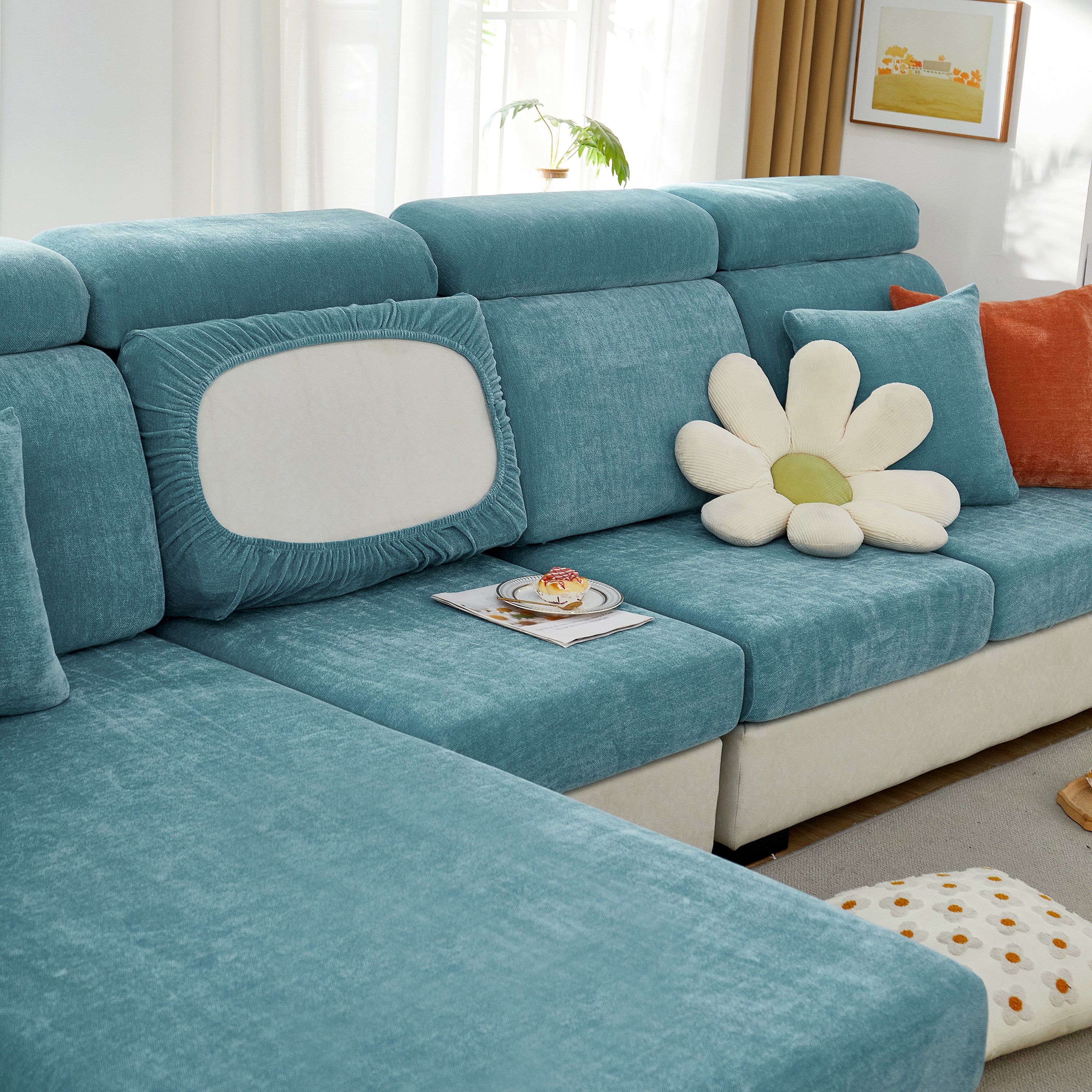 Chenille Cushion Covers for 1/2/3/4 Seater Sofas and L-shaped Couches, Furniture Covers for Pets - Image 199