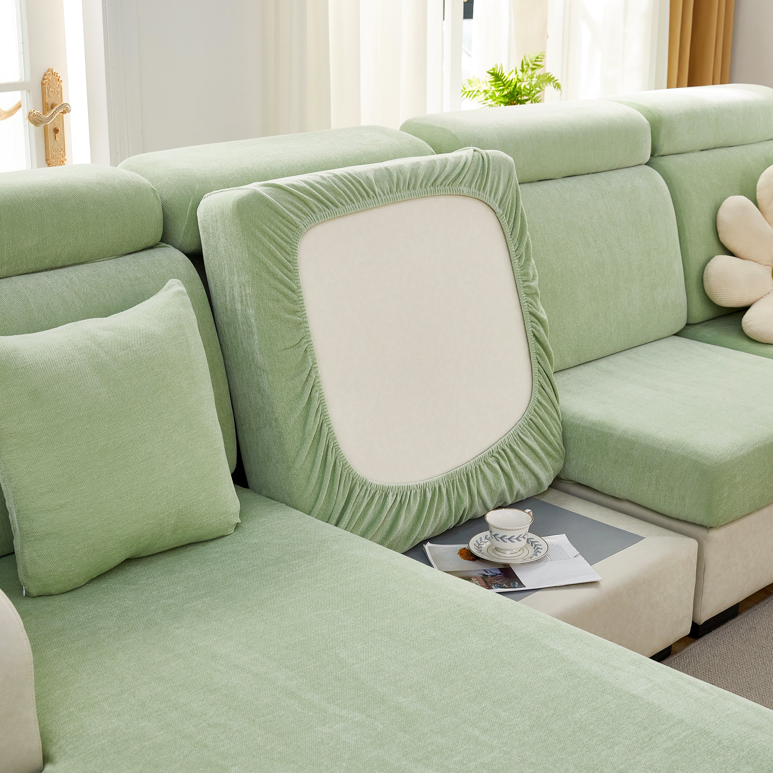 Chenille Cushion Covers for 1/2/3/4 Seater Sofas and L-shaped Couches, Furniture Covers for Pets - Image 2