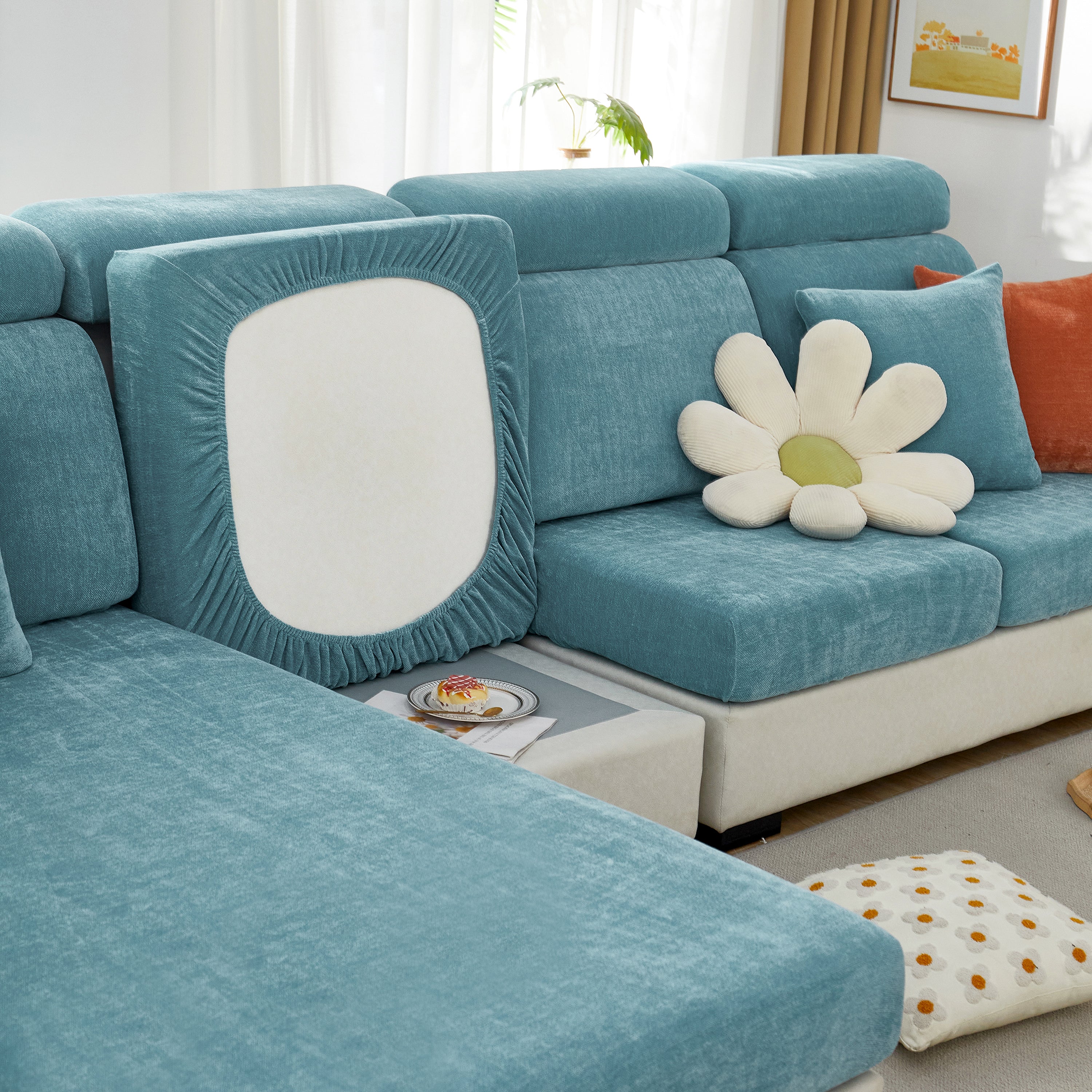 Chenille Cushion Covers for 1/2/3/4 Seater Sofas and L-shaped Couches, Furniture Covers for Pets - Image 200