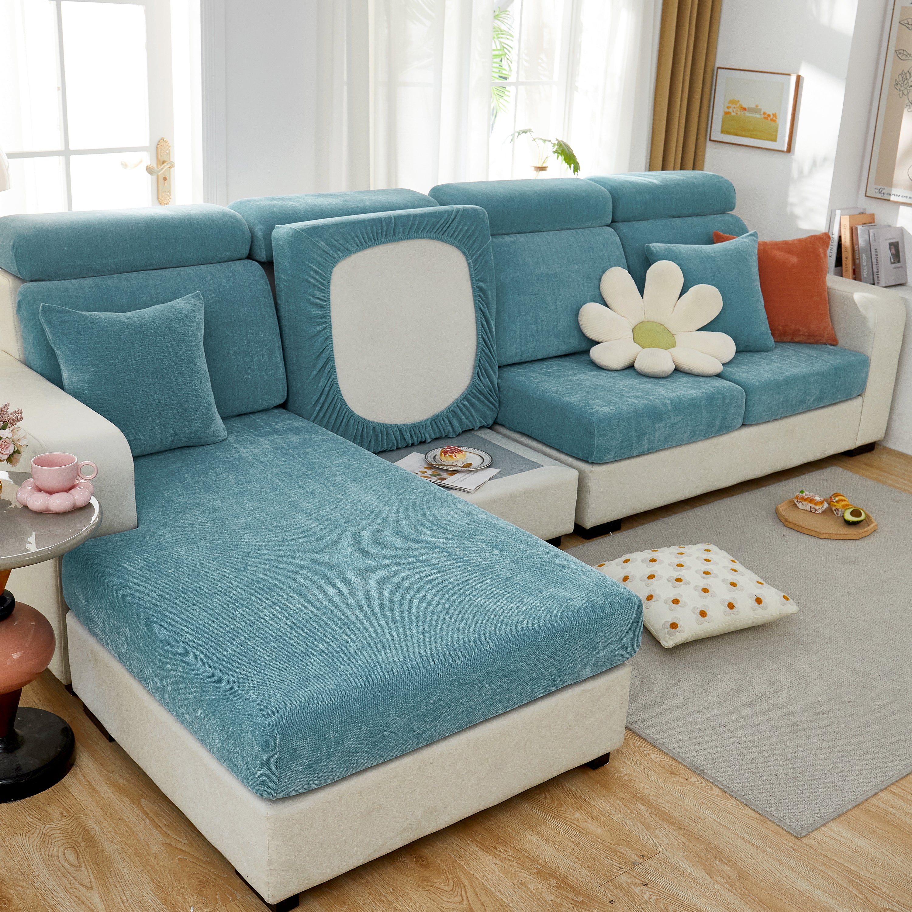 Chenille Cushion Covers for 1/2/3/4 Seater Sofas and L-shaped Couches, Furniture Covers for Pets - Image 201
