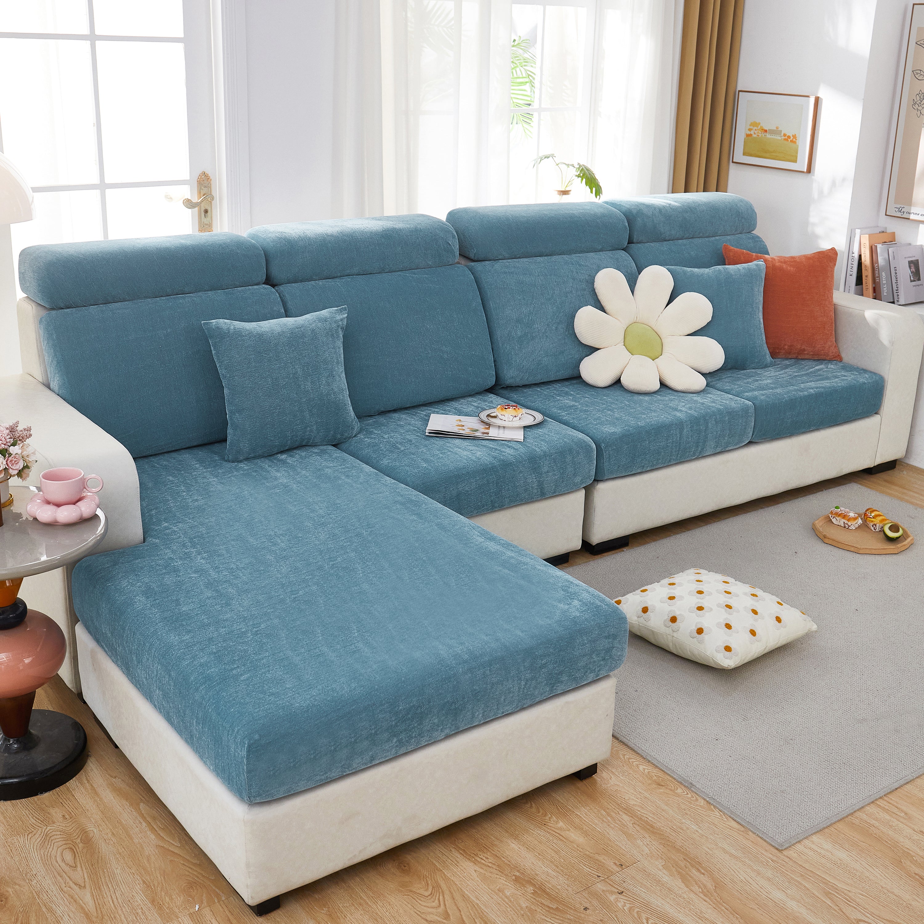 Chenille Cushion Covers for 1/2/3/4 Seater Sofas and L-shaped Couches, Furniture Covers for Pets - Image 206