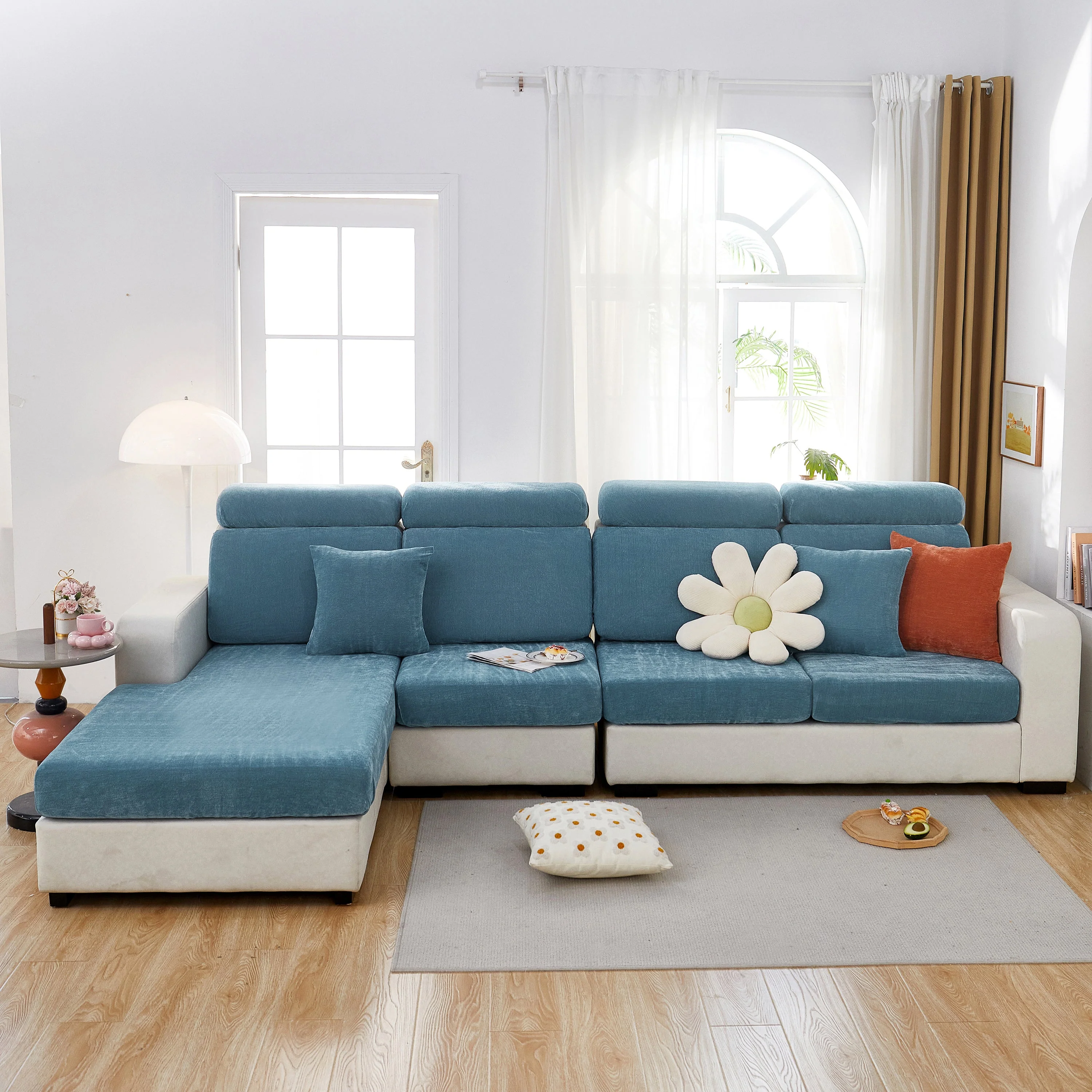 Chenille Cushion Covers for 1/2/3/4 Seater Sofas and L-shaped Couches, Furniture Covers for Pets - Image 208