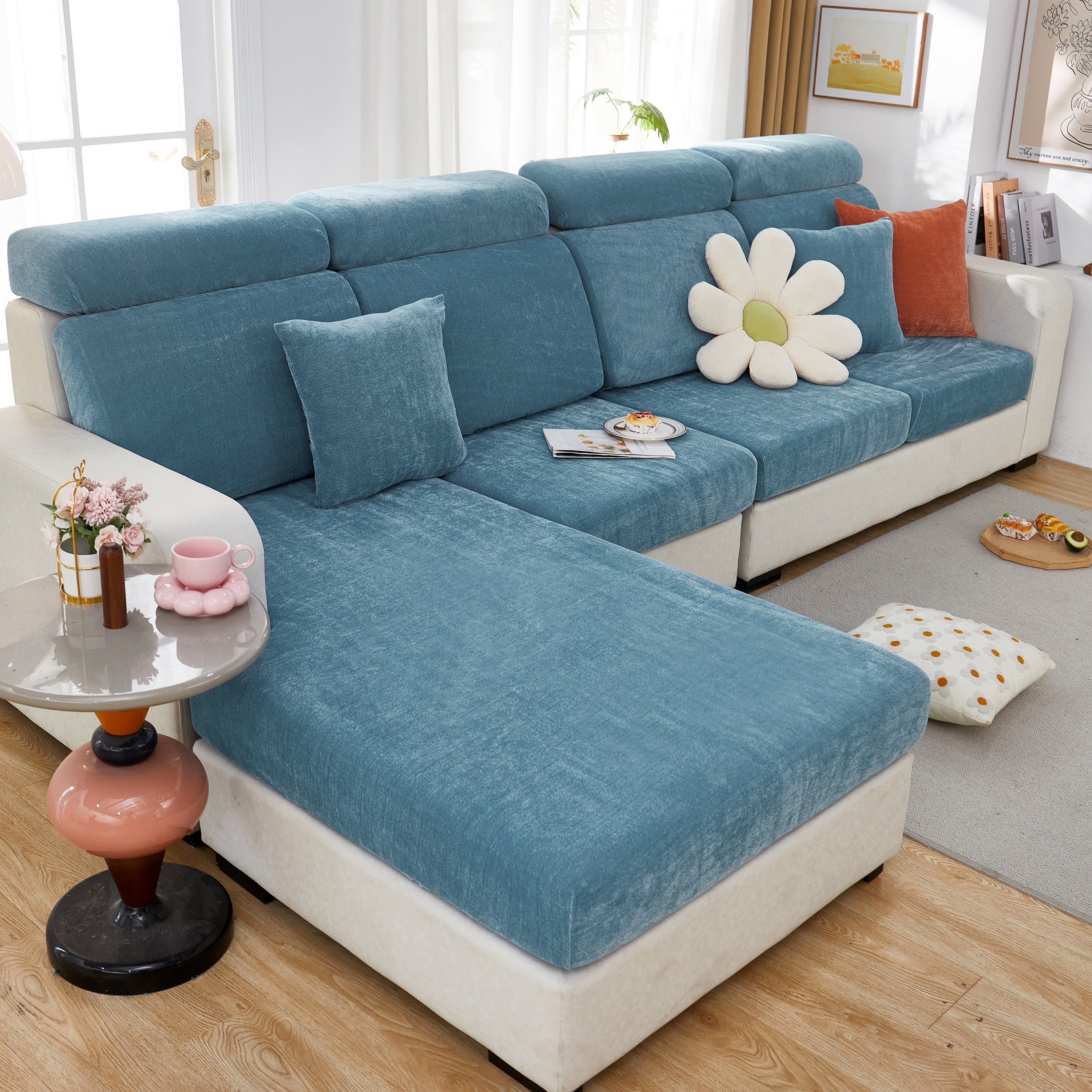 Chenille Cushion Covers for 1/2/3/4 Seater Sofas and L-shaped Couches, Furniture Covers for Pets - Image 209