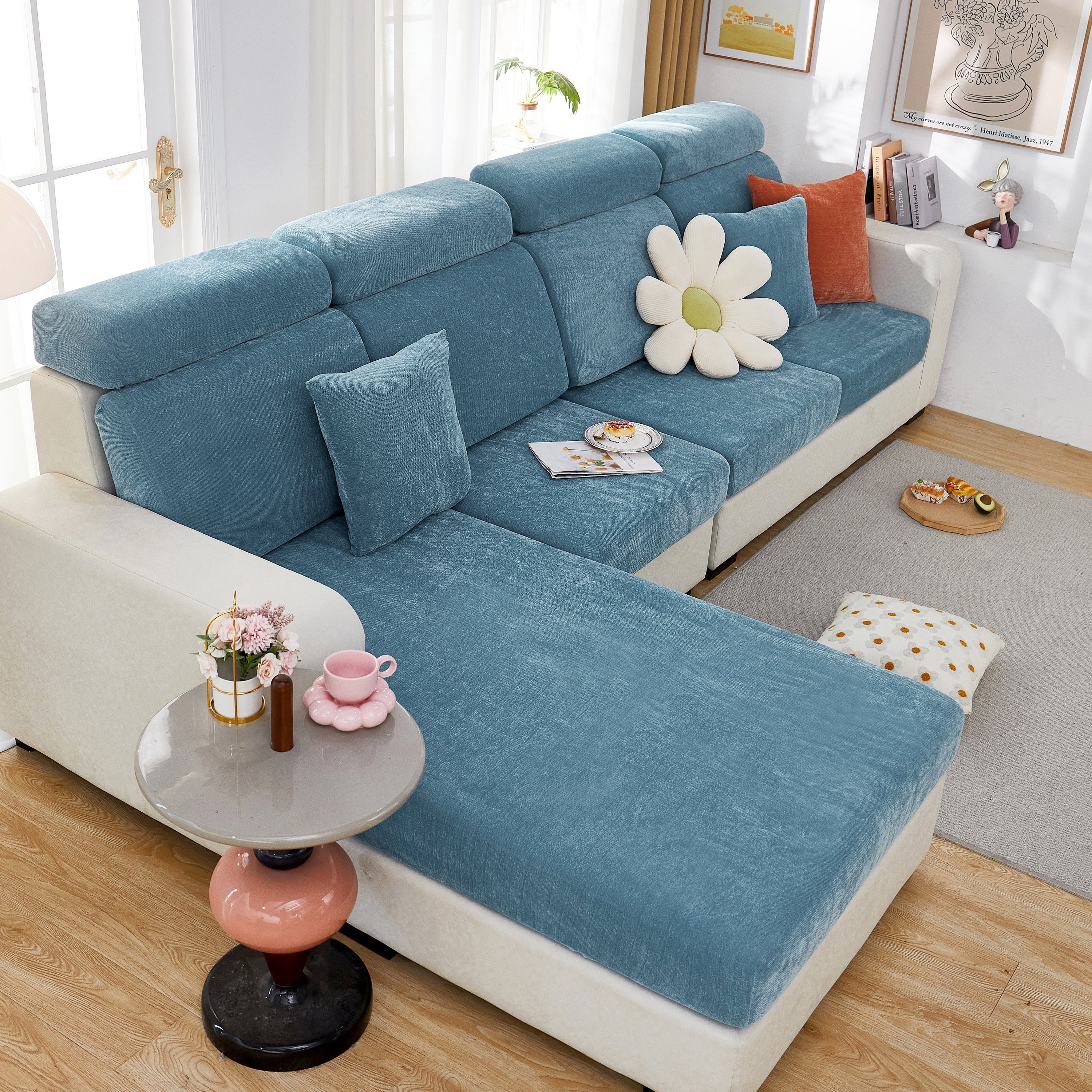 Chenille Cushion Covers for 1/2/3/4 Seater Sofas and L-shaped Couches, Furniture Covers for Pets - Image 210