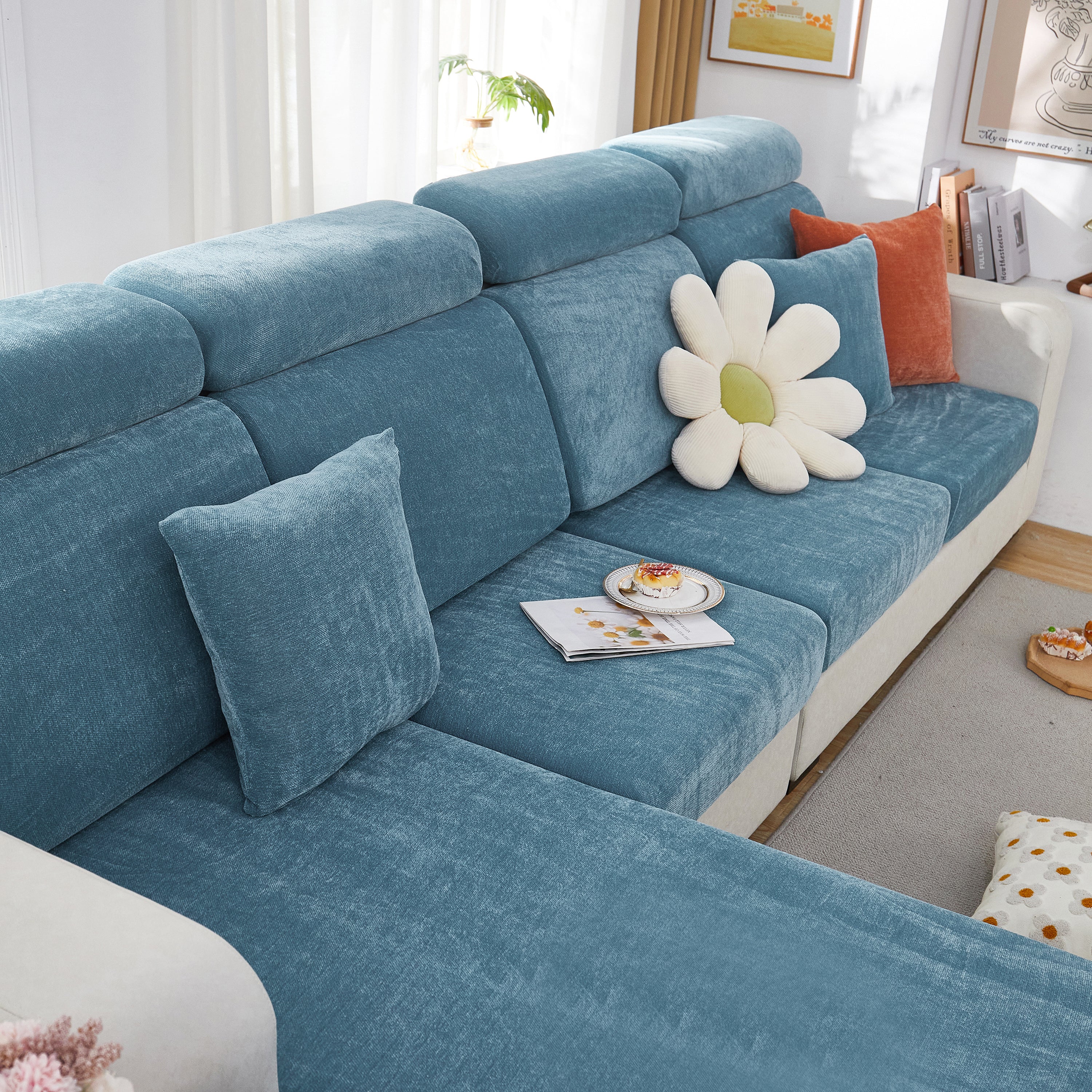 Chenille Cushion Covers for 1/2/3/4 Seater Sofas and L-shaped Couches, Furniture Covers for Pets - Image 211