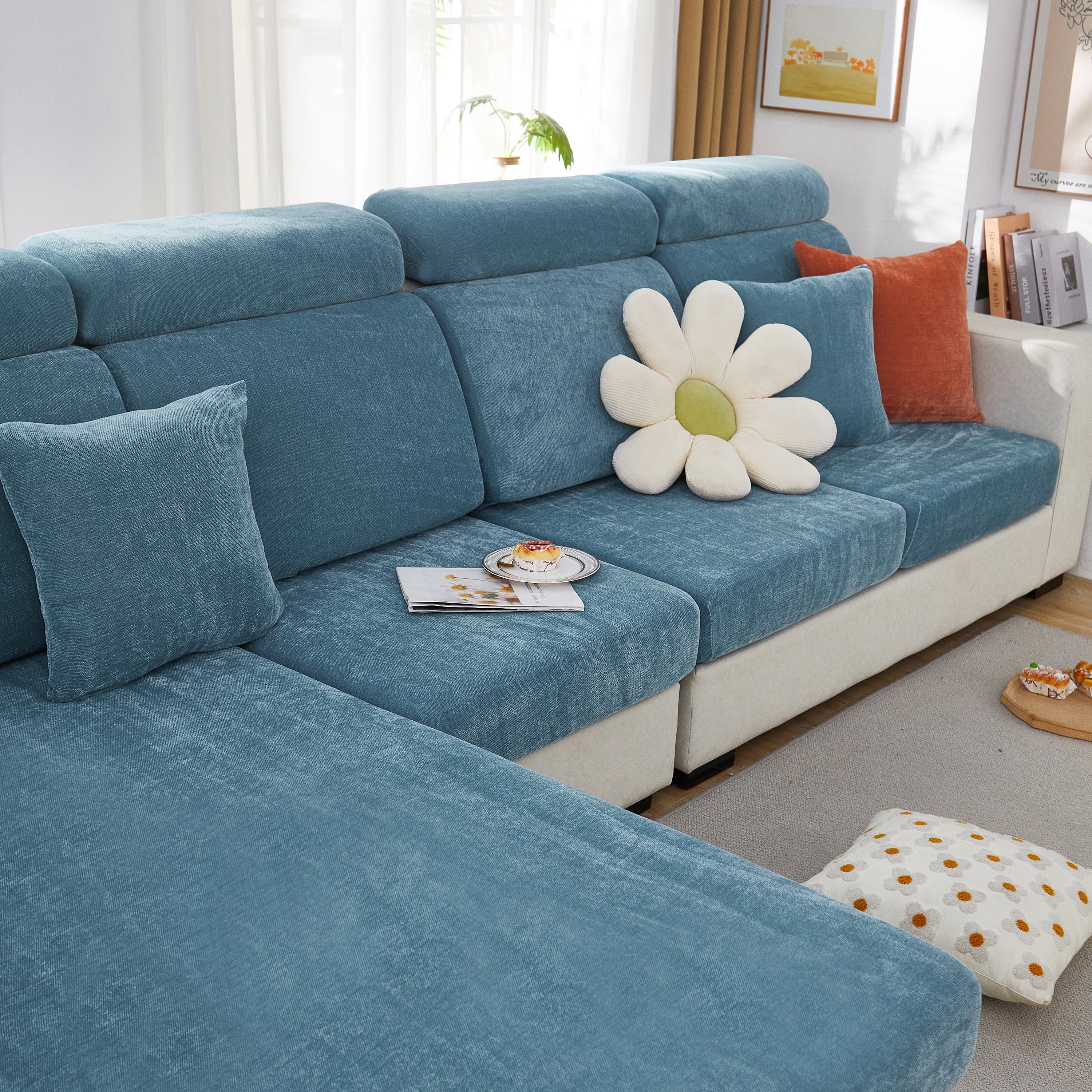 Chenille Cushion Covers for 1/2/3/4 Seater Sofas and L-shaped Couches, Furniture Covers for Pets - Image 212
