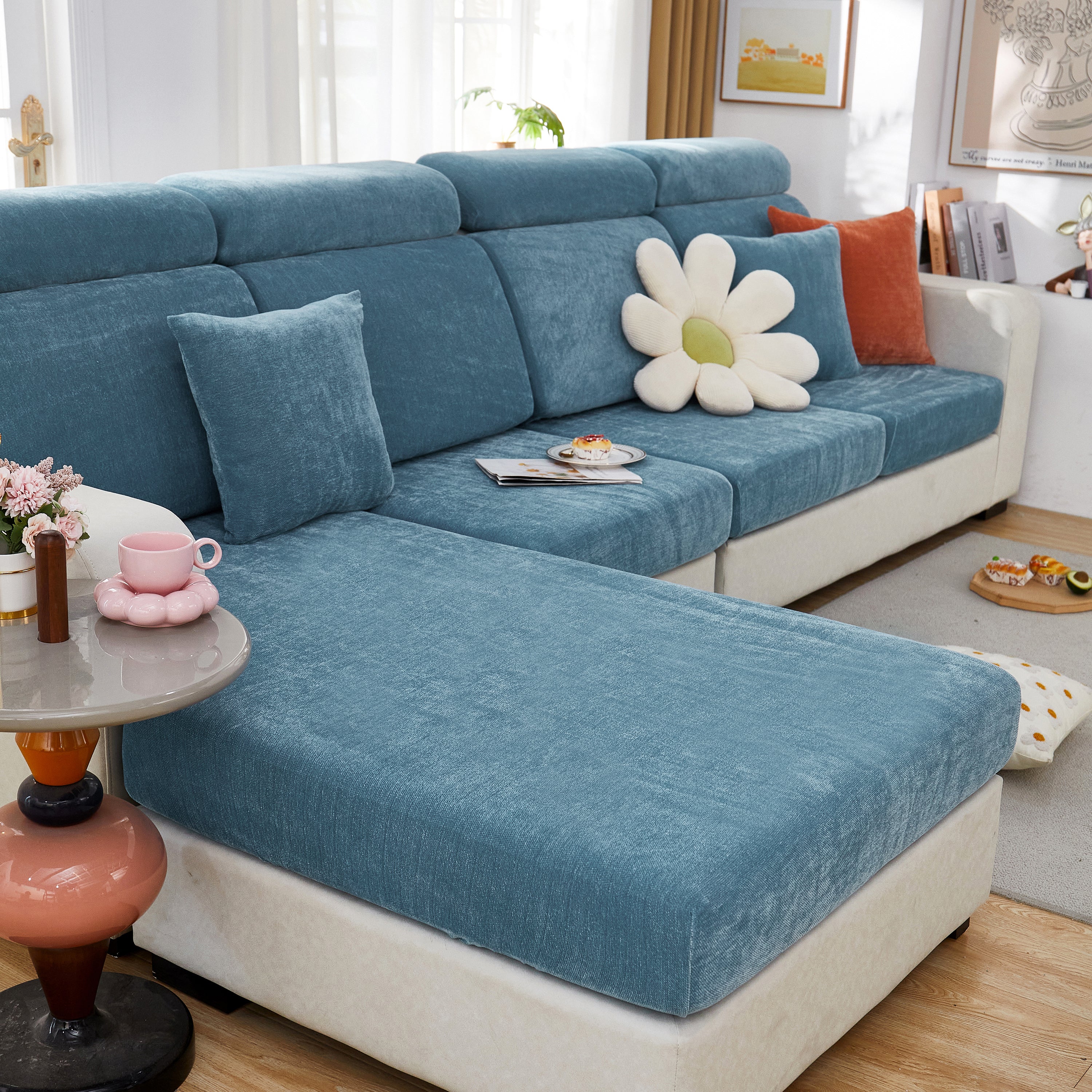 Chenille Cushion Covers for 1/2/3/4 Seater Sofas and L-shaped Couches, Furniture Covers for Pets - Image 213