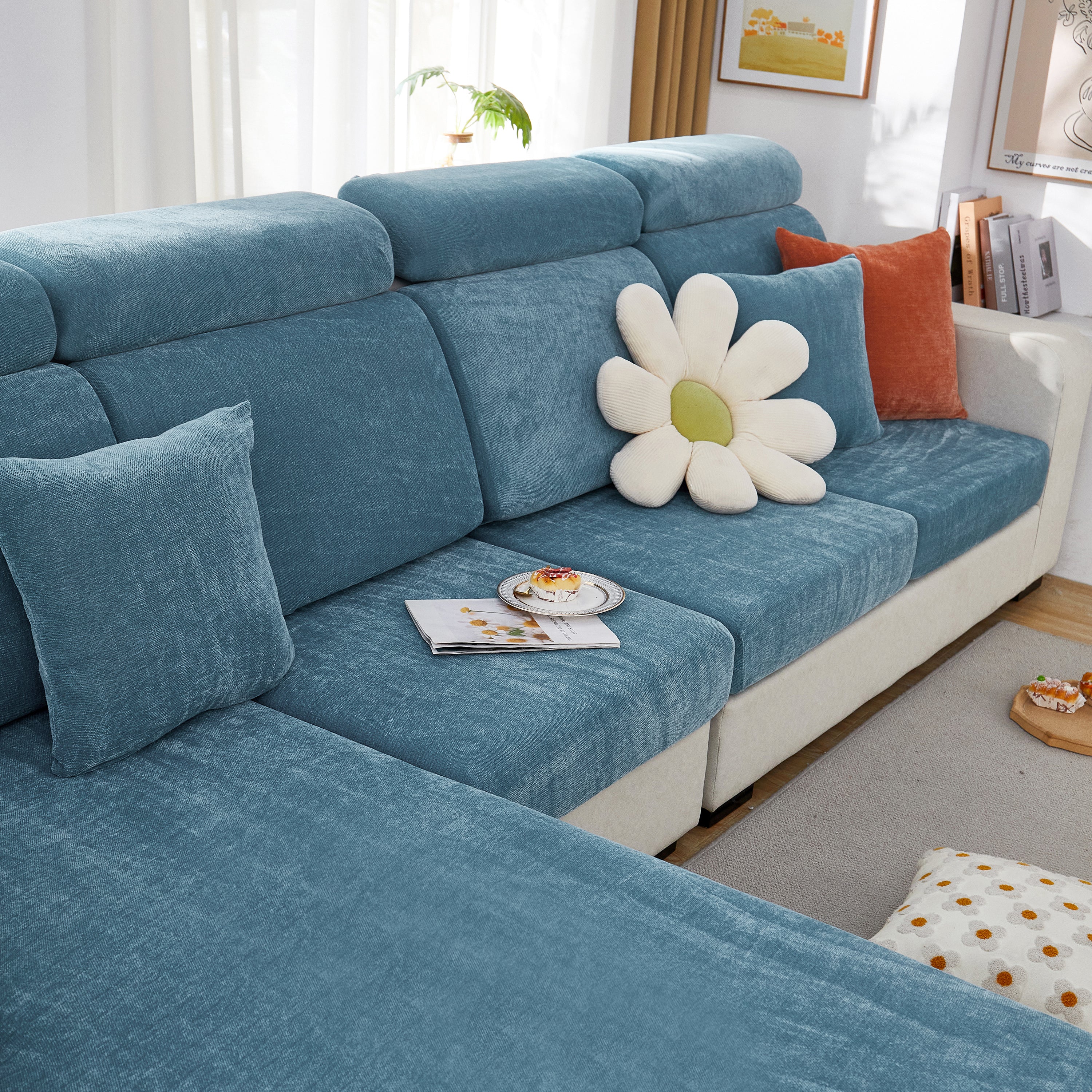 Chenille Cushion Covers for 1/2/3/4 Seater Sofas and L-shaped Couches, Furniture Covers for Pets - Image 214