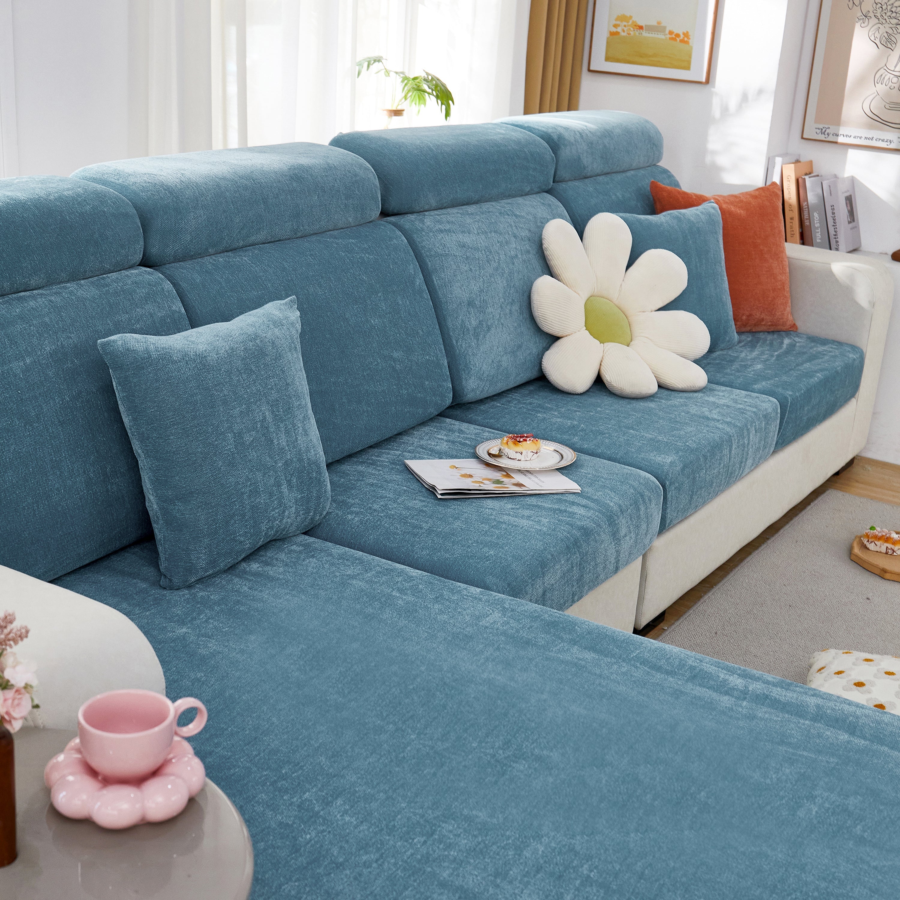 Chenille Cushion Covers for 1/2/3/4 Seater Sofas and L-shaped Couches, Furniture Covers for Pets - Image 215