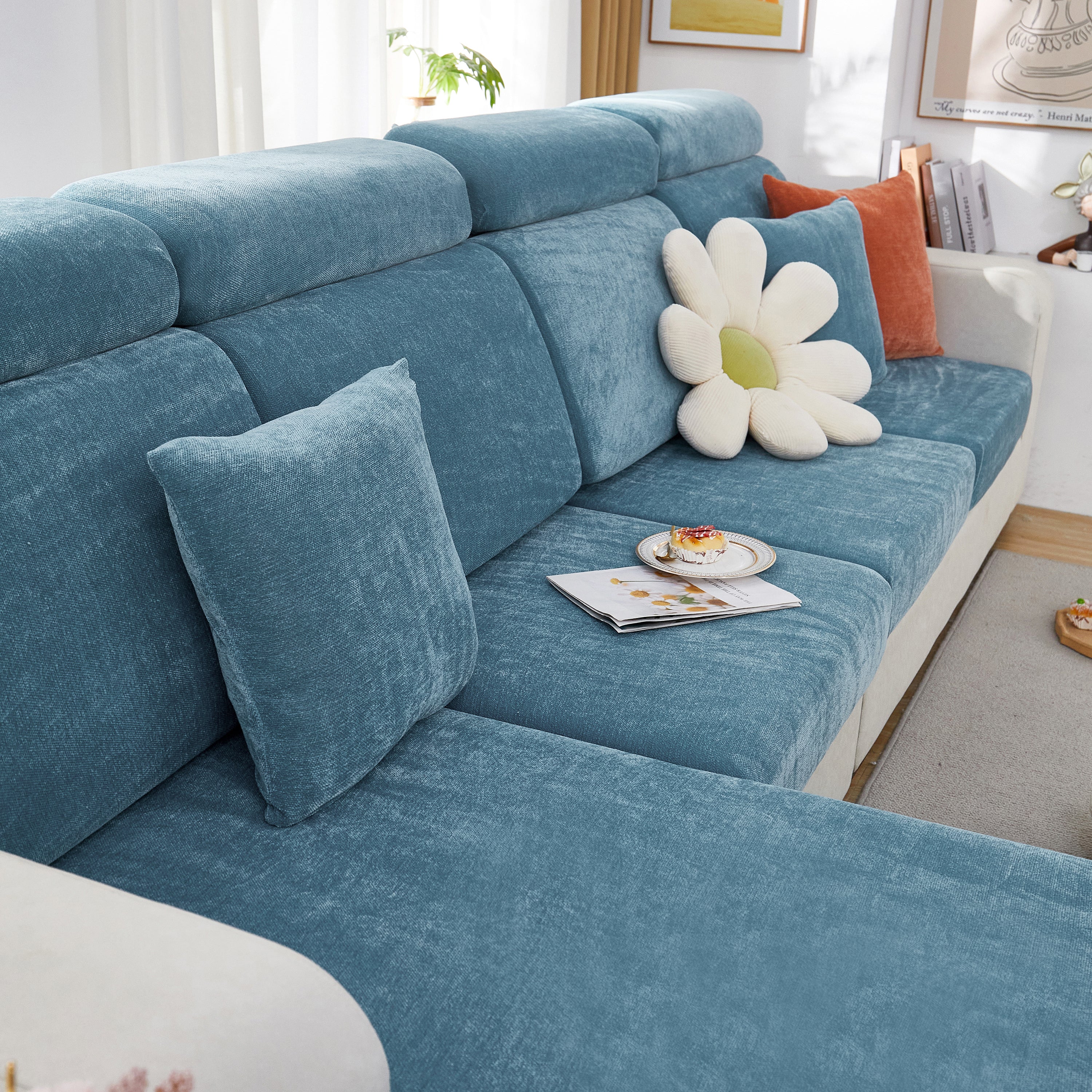 Chenille Cushion Covers for 1/2/3/4 Seater Sofas and L-shaped Couches, Furniture Covers for Pets - Image 216