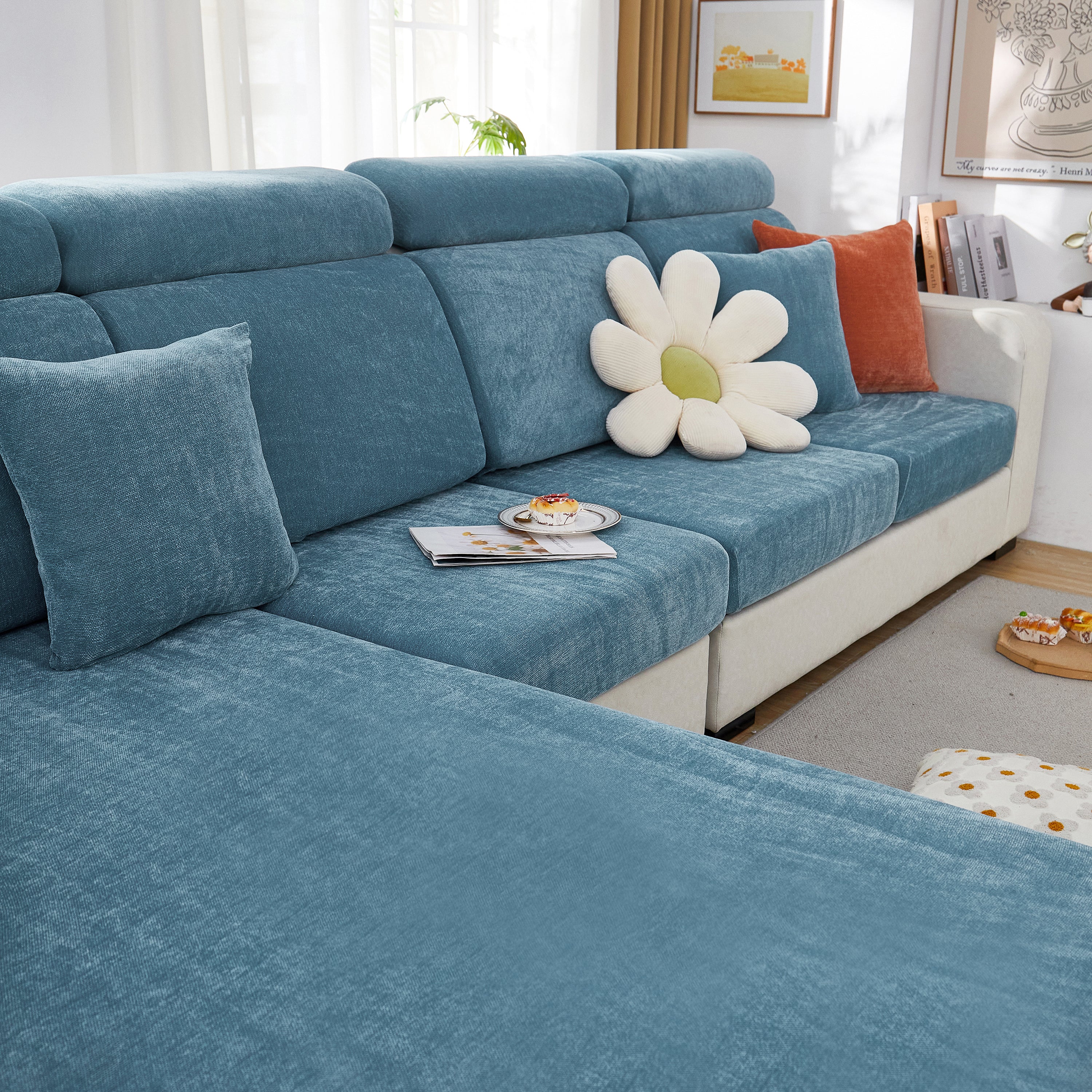 Chenille Cushion Covers for 1/2/3/4 Seater Sofas and L-shaped Couches, Furniture Covers for Pets - Image 217