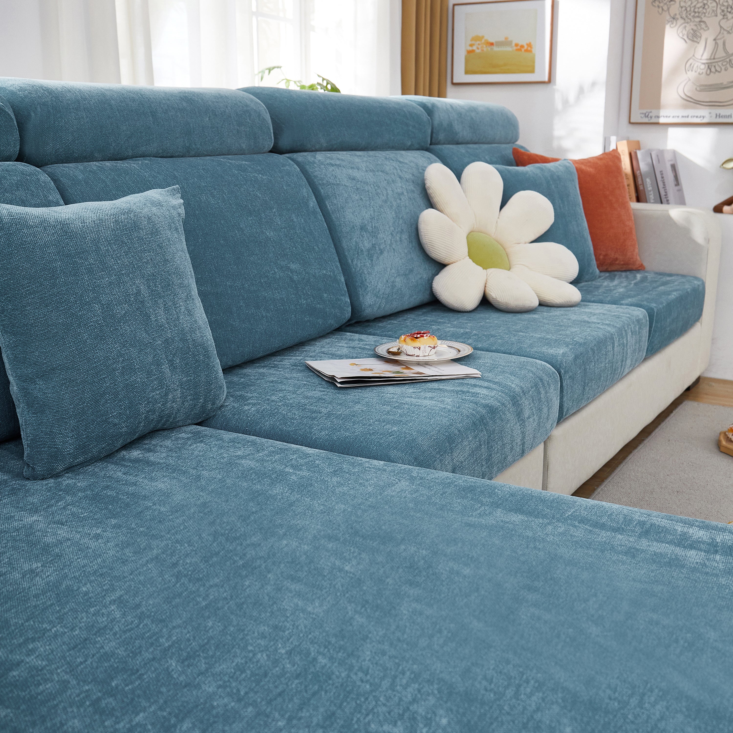 Chenille Cushion Covers for 1/2/3/4 Seater Sofas and L-shaped Couches, Furniture Covers for Pets - Image 218