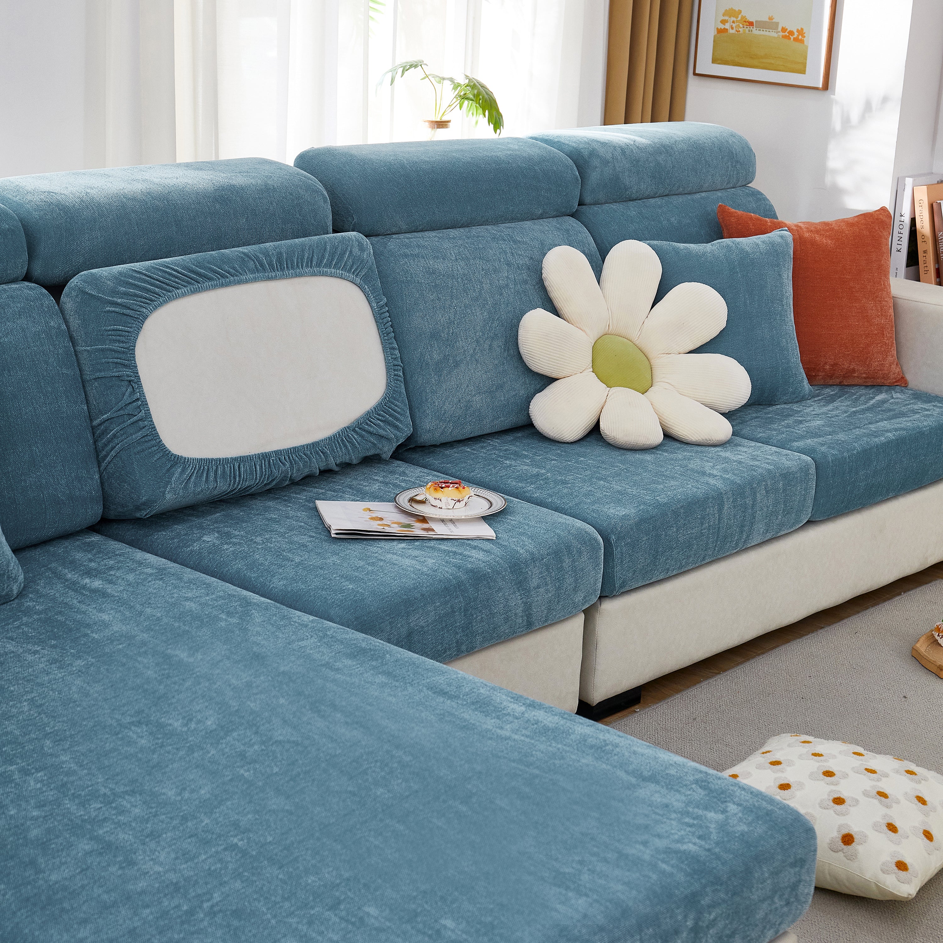 Chenille Cushion Covers for 1/2/3/4 Seater Sofas and L-shaped Couches, Furniture Covers for Pets - Image 220