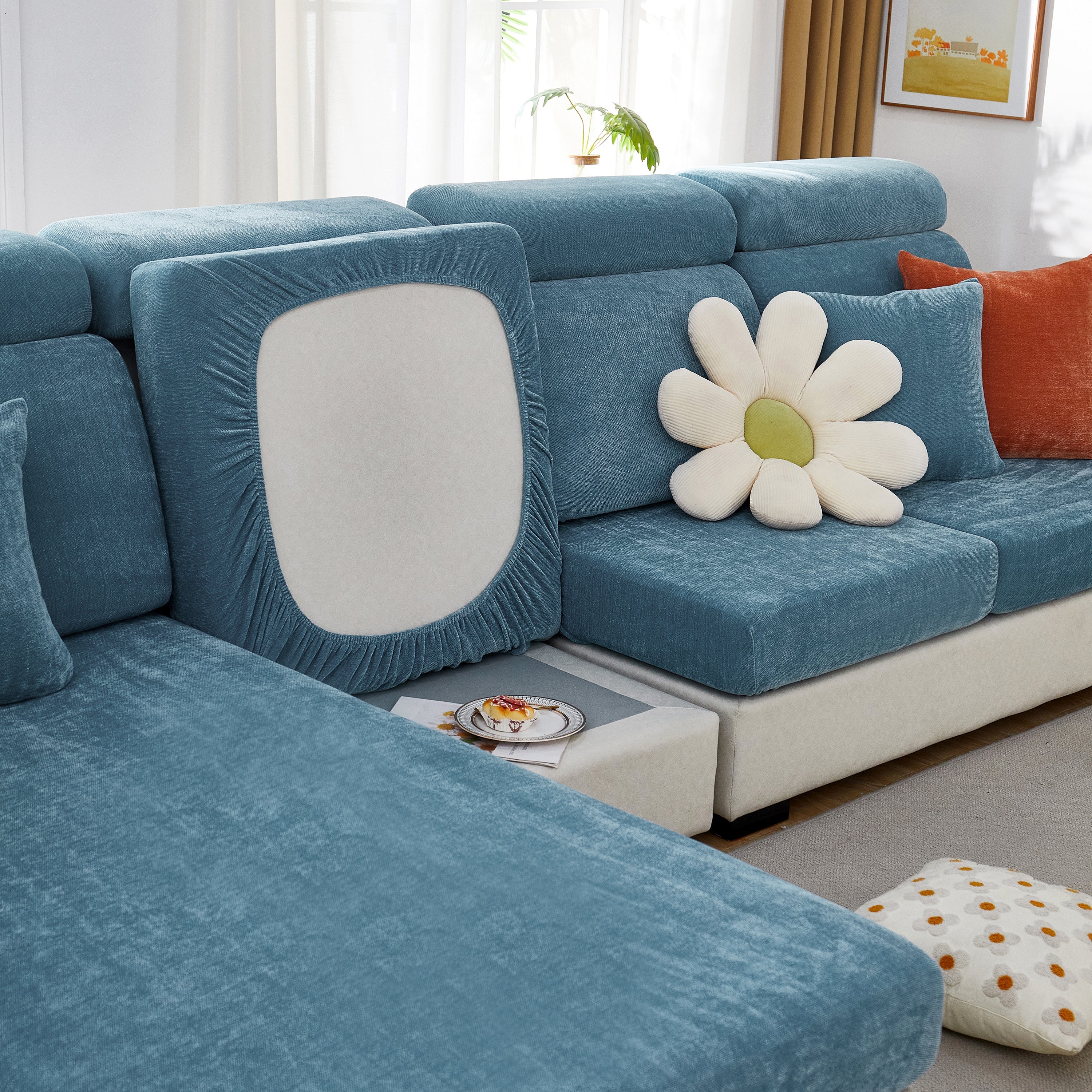 Chenille Cushion Covers for 1/2/3/4 Seater Sofas and L-shaped Couches, Furniture Covers for Pets - Image 221