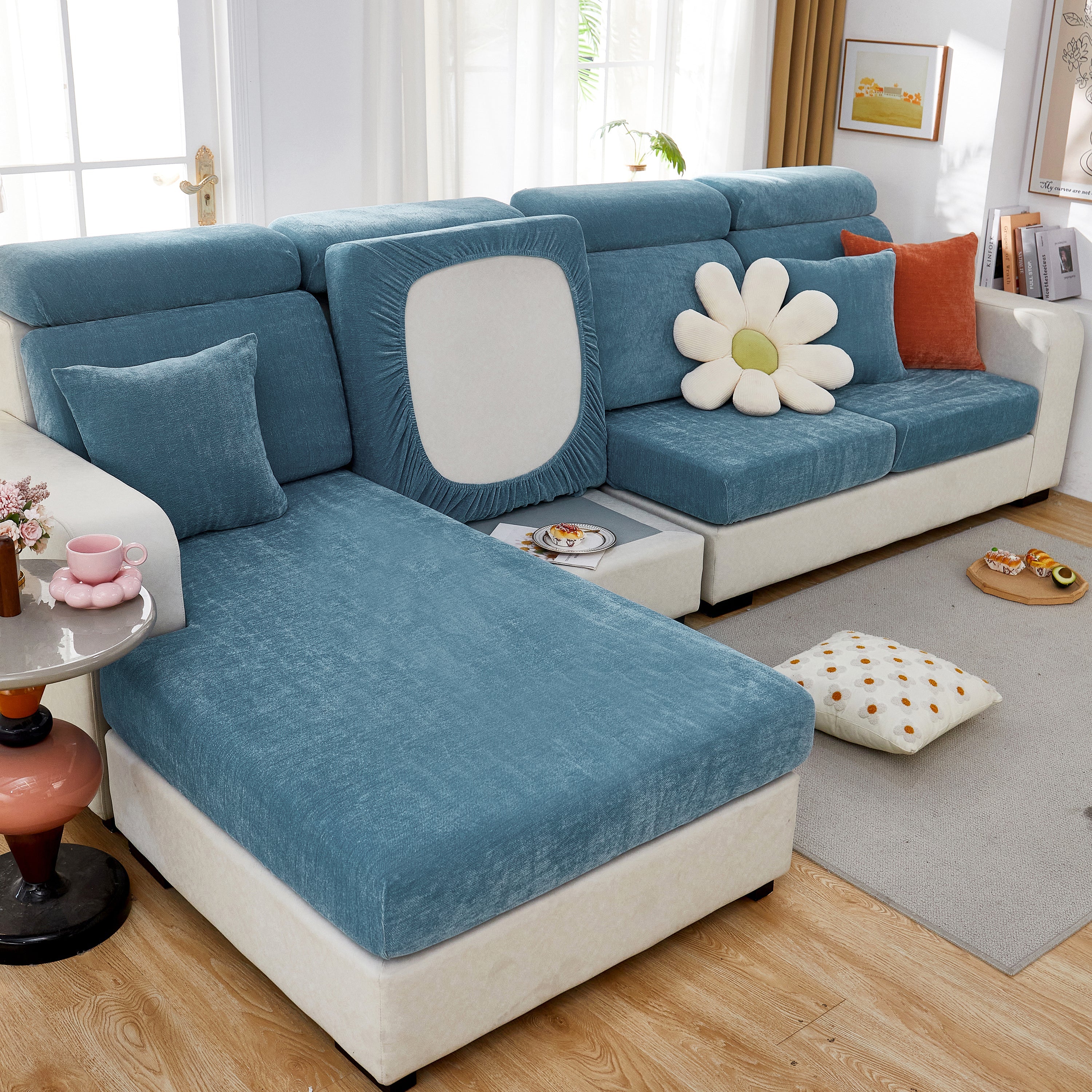 Chenille Cushion Covers for 1/2/3/4 Seater Sofas and L-shaped Couches, Furniture Covers for Pets - Image 222