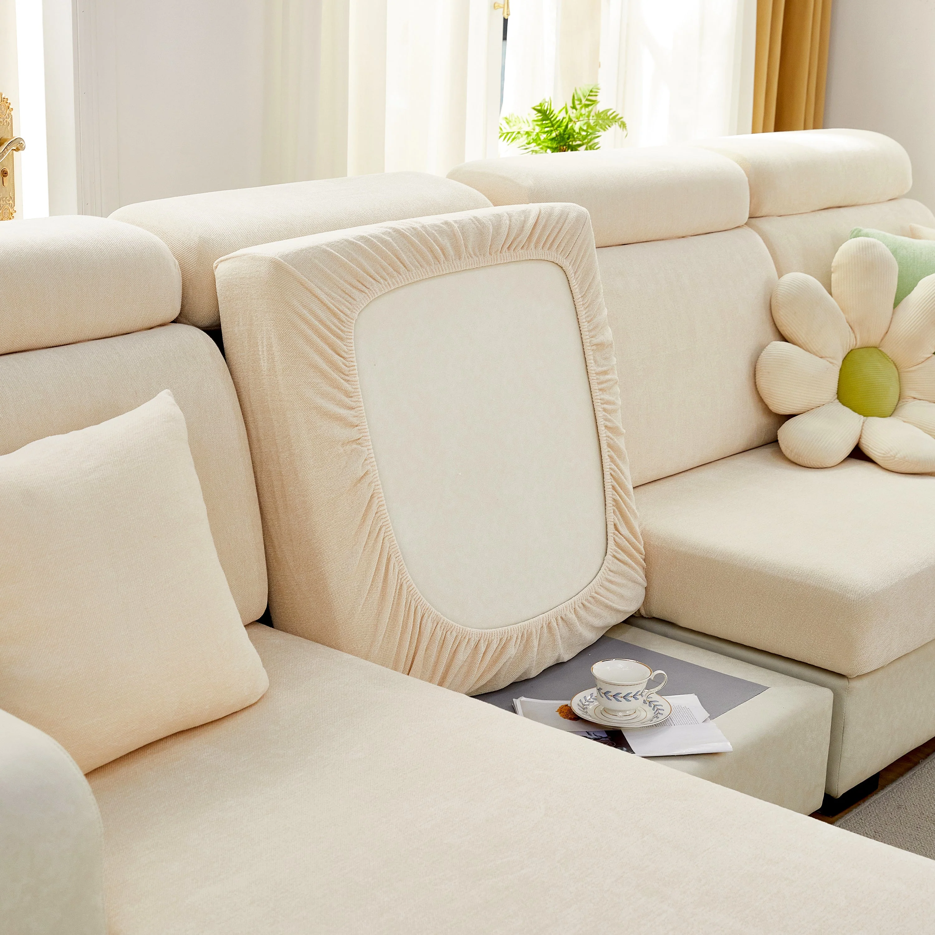 Chenille Cushion Covers for 1/2/3/4 Seater Sofas and L-shaped Couches, Furniture Covers for Pets - Image 33