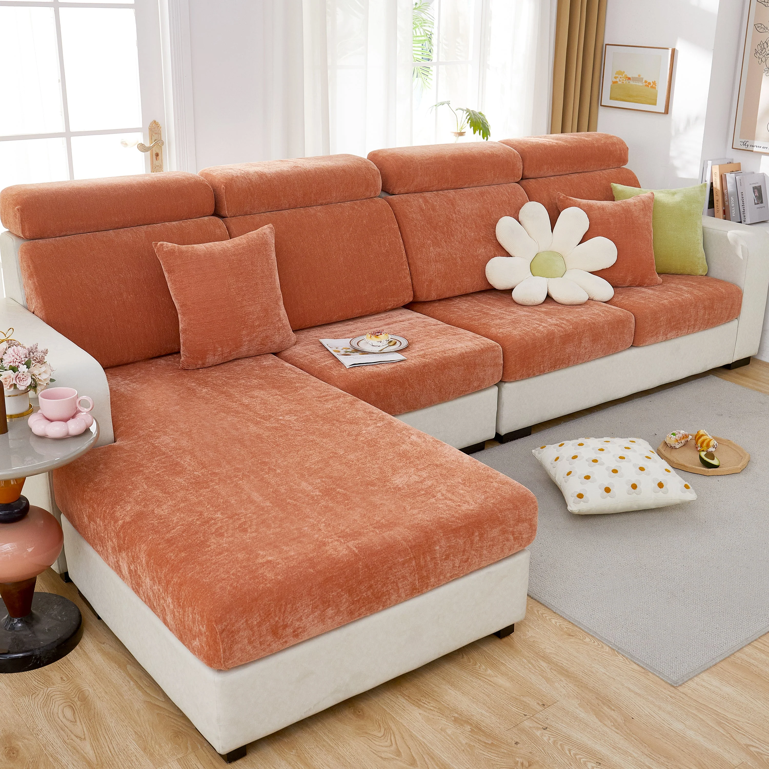 Chenille Cushion Covers for 1/2/3/4 Seater Sofas and L-shaped Couches, Furniture Covers for Pets - Image 37