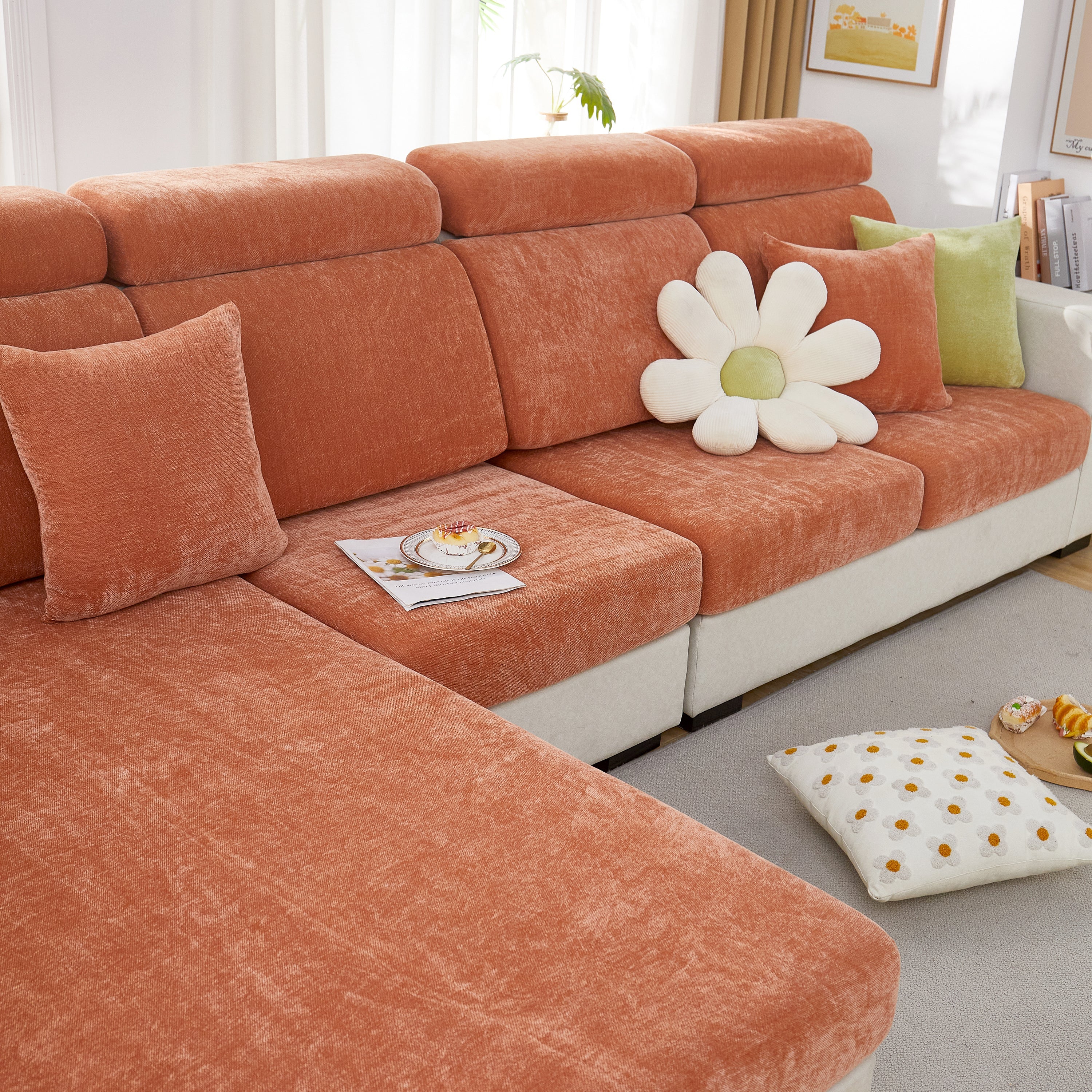 Chenille Cushion Covers for 1/2/3/4 Seater Sofas and L-shaped Couches, Furniture Covers for Pets - Image 41