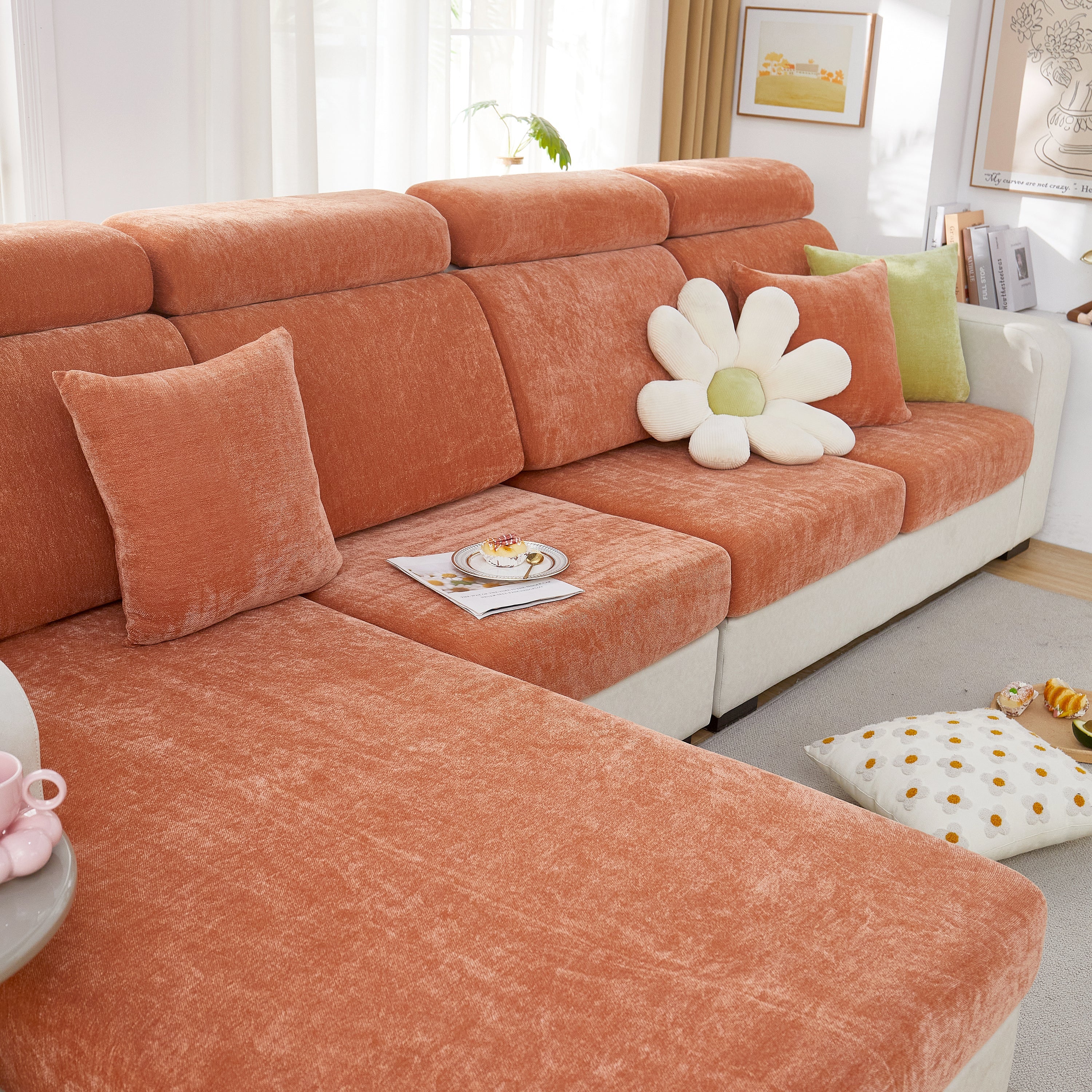 Chenille Cushion Covers for 1/2/3/4 Seater Sofas and L-shaped Couches, Furniture Covers for Pets - Image 42