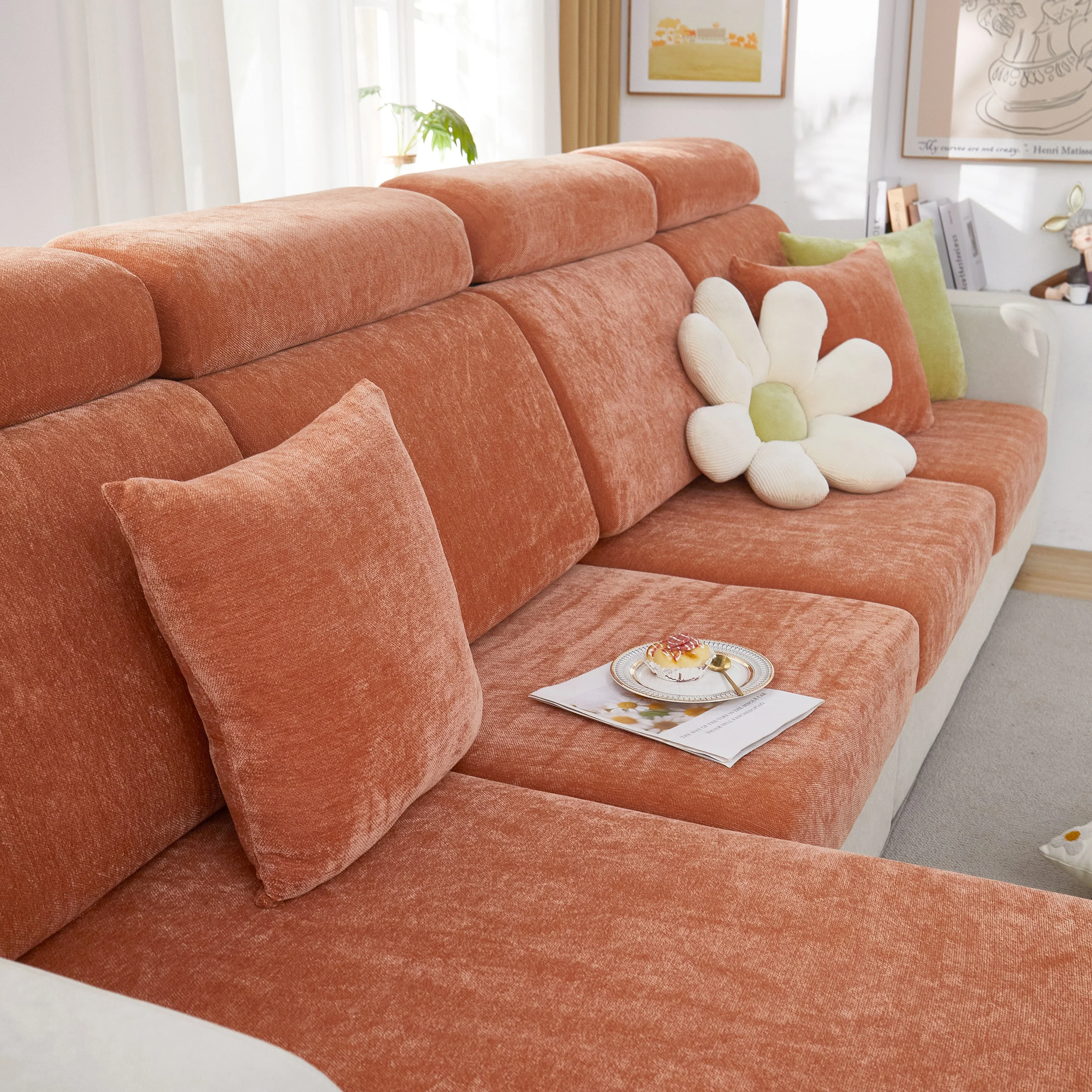 Chenille Cushion Covers for 1/2/3/4 Seater Sofas and L-shaped Couches, Furniture Covers for Pets - Image 44