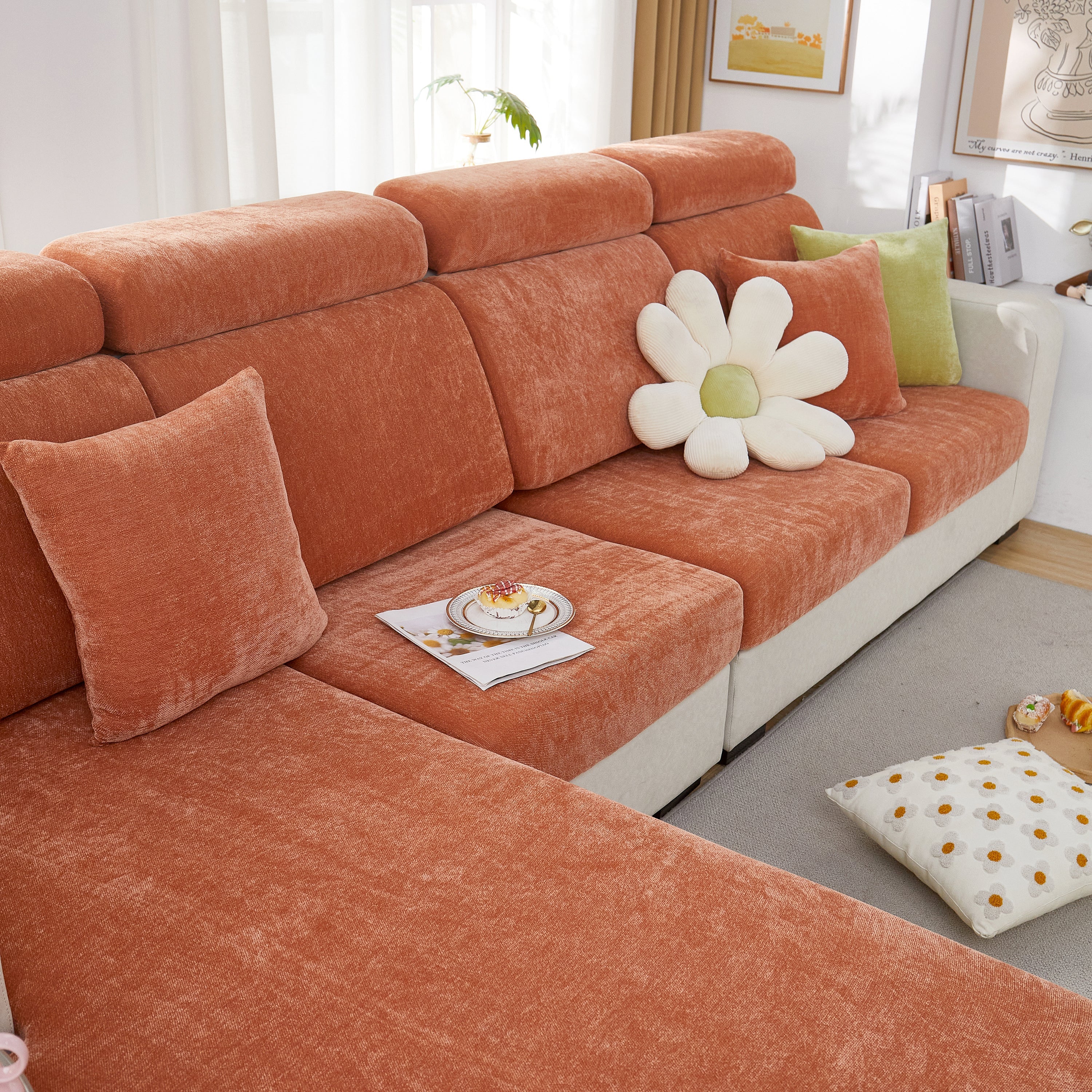Chenille Cushion Covers for 1/2/3/4 Seater Sofas and L-shaped Couches, Furniture Covers for Pets - Image 45
