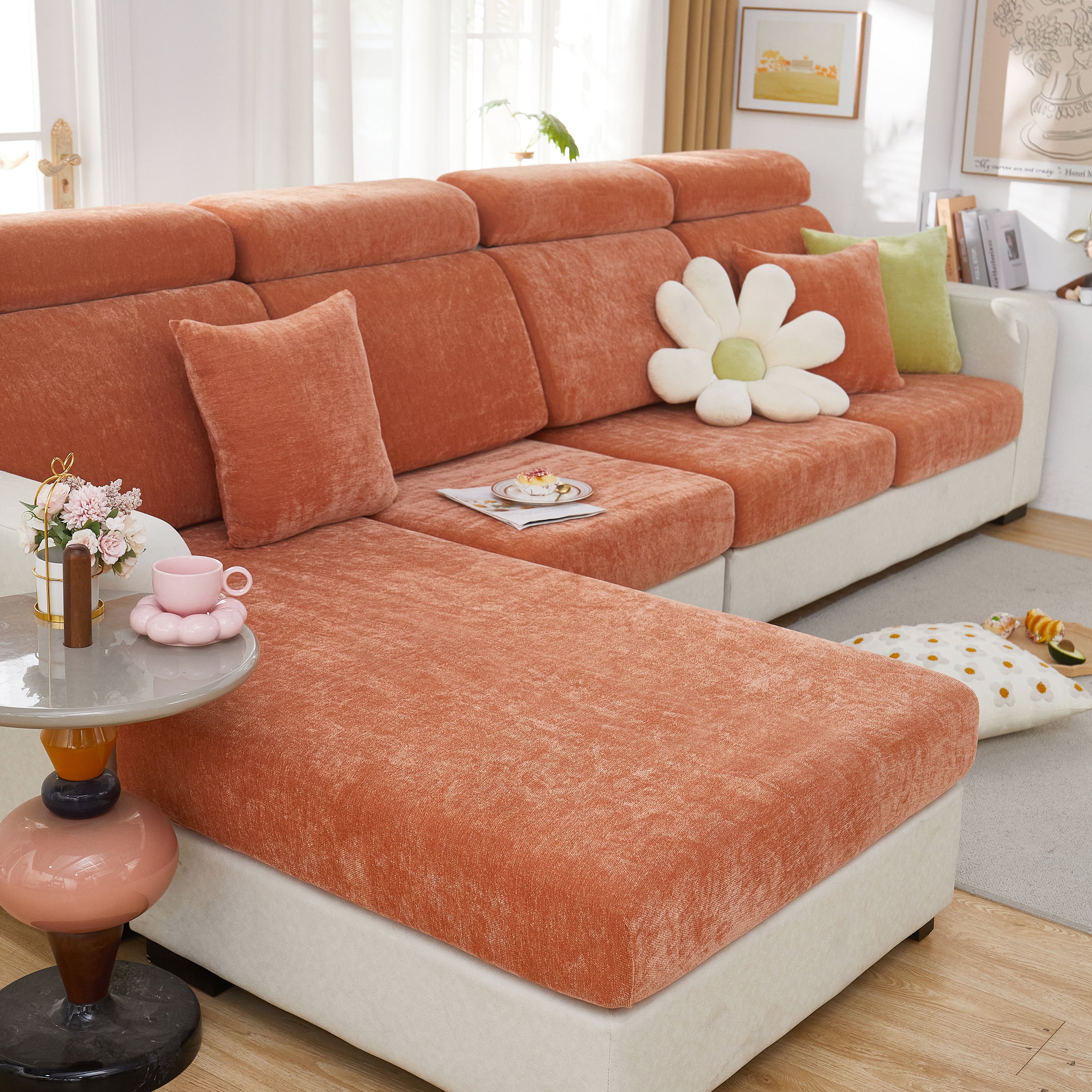Chenille Cushion Covers for 1/2/3/4 Seater Sofas and L-shaped Couches, Furniture Covers for Pets - Image 46