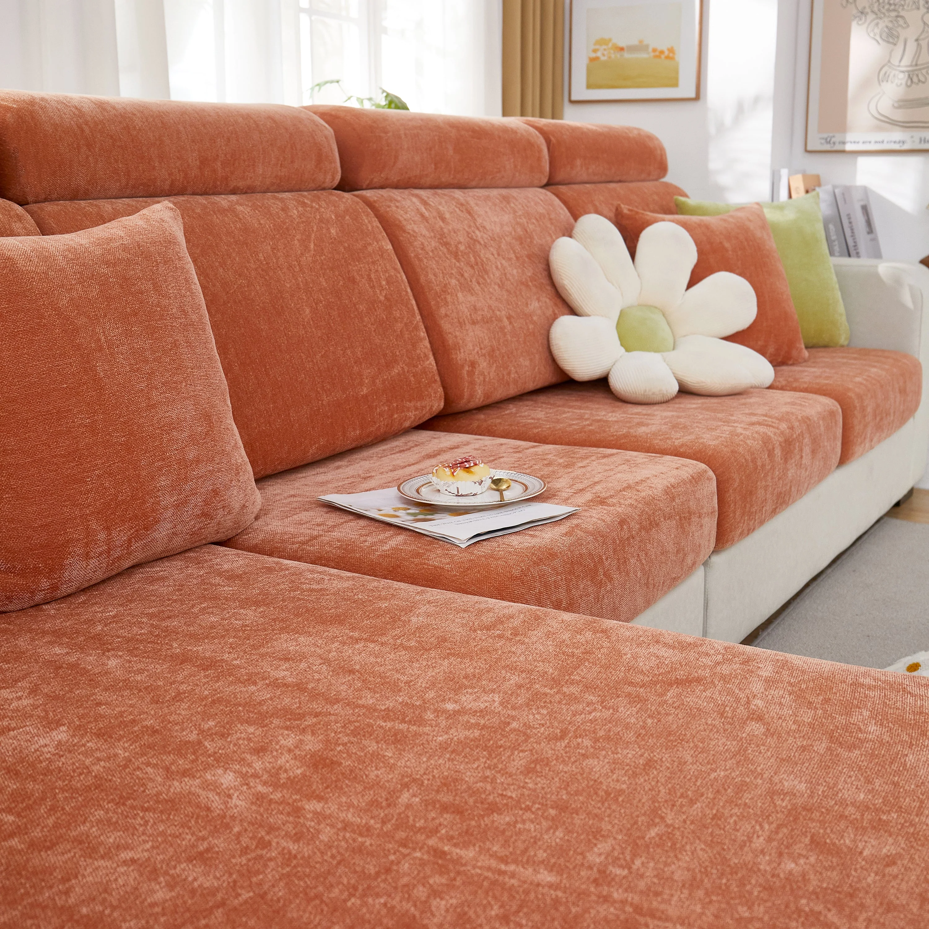 Chenille Cushion Covers for 1/2/3/4 Seater Sofas and L-shaped Couches, Furniture Covers for Pets - Image 47
