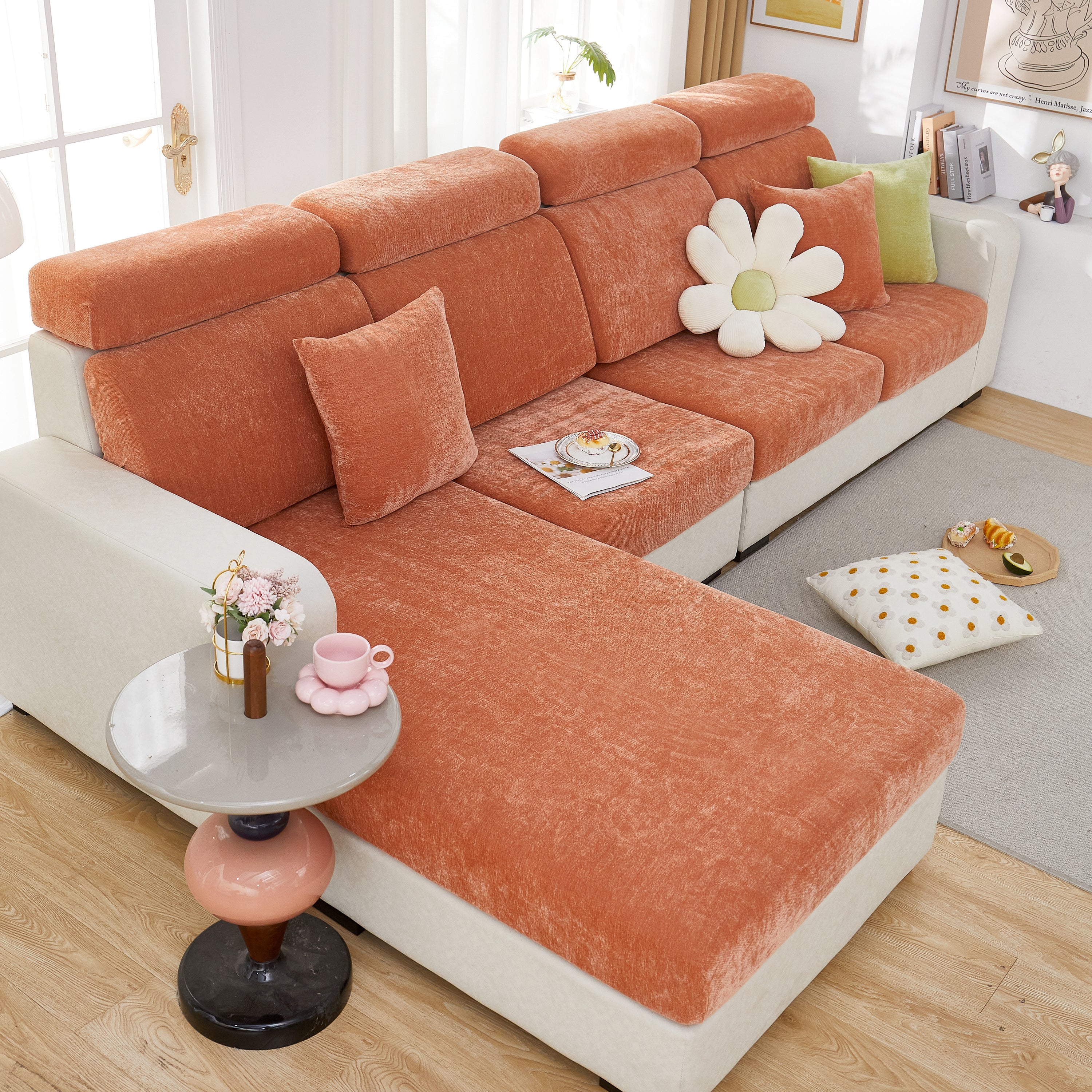 Chenille Cushion Covers for 1/2/3/4 Seater Sofas and L-shaped Couches, Furniture Covers for Pets - Image 48