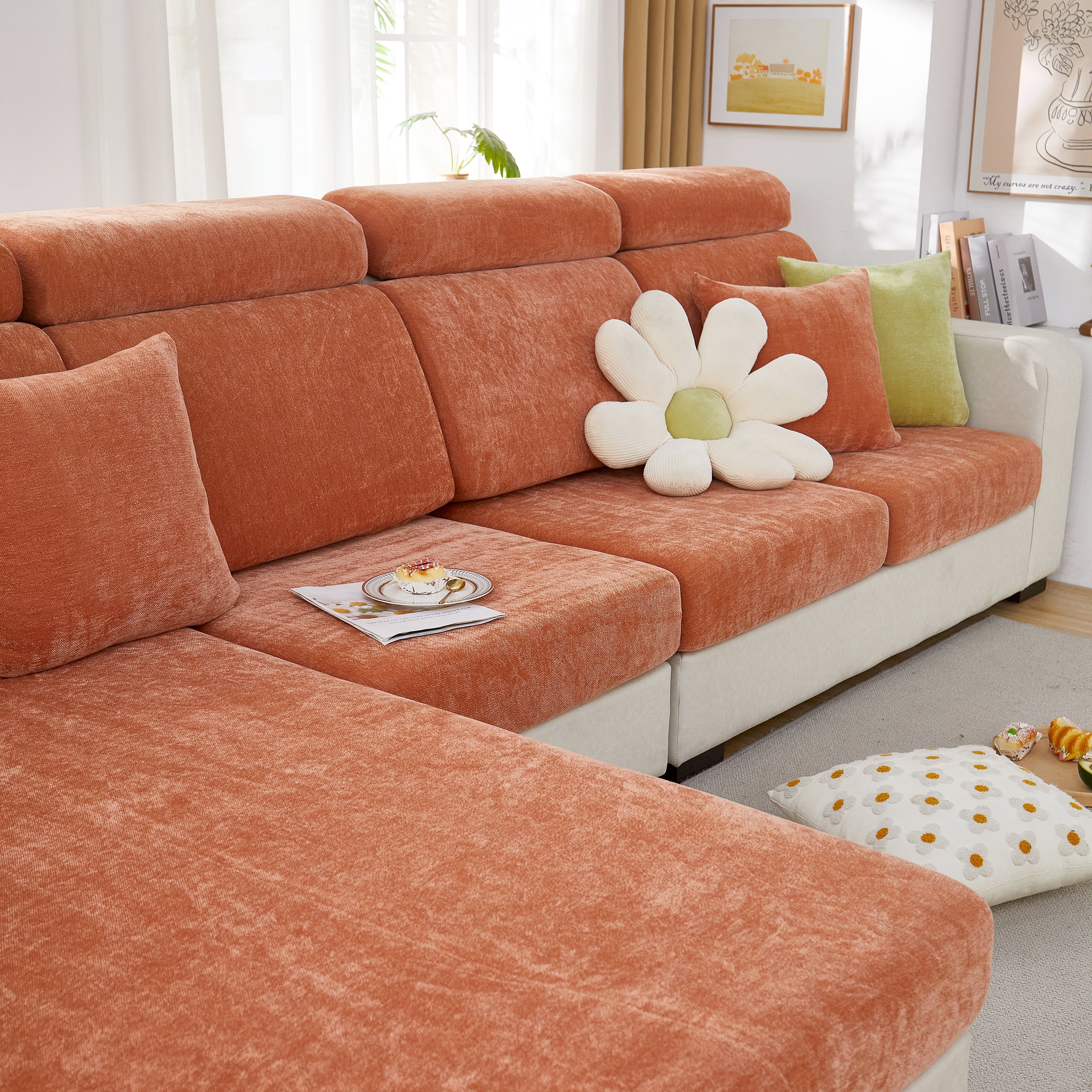 Chenille Cushion Covers for 1/2/3/4 Seater Sofas and L-shaped Couches, Furniture Covers for Pets - Image 49