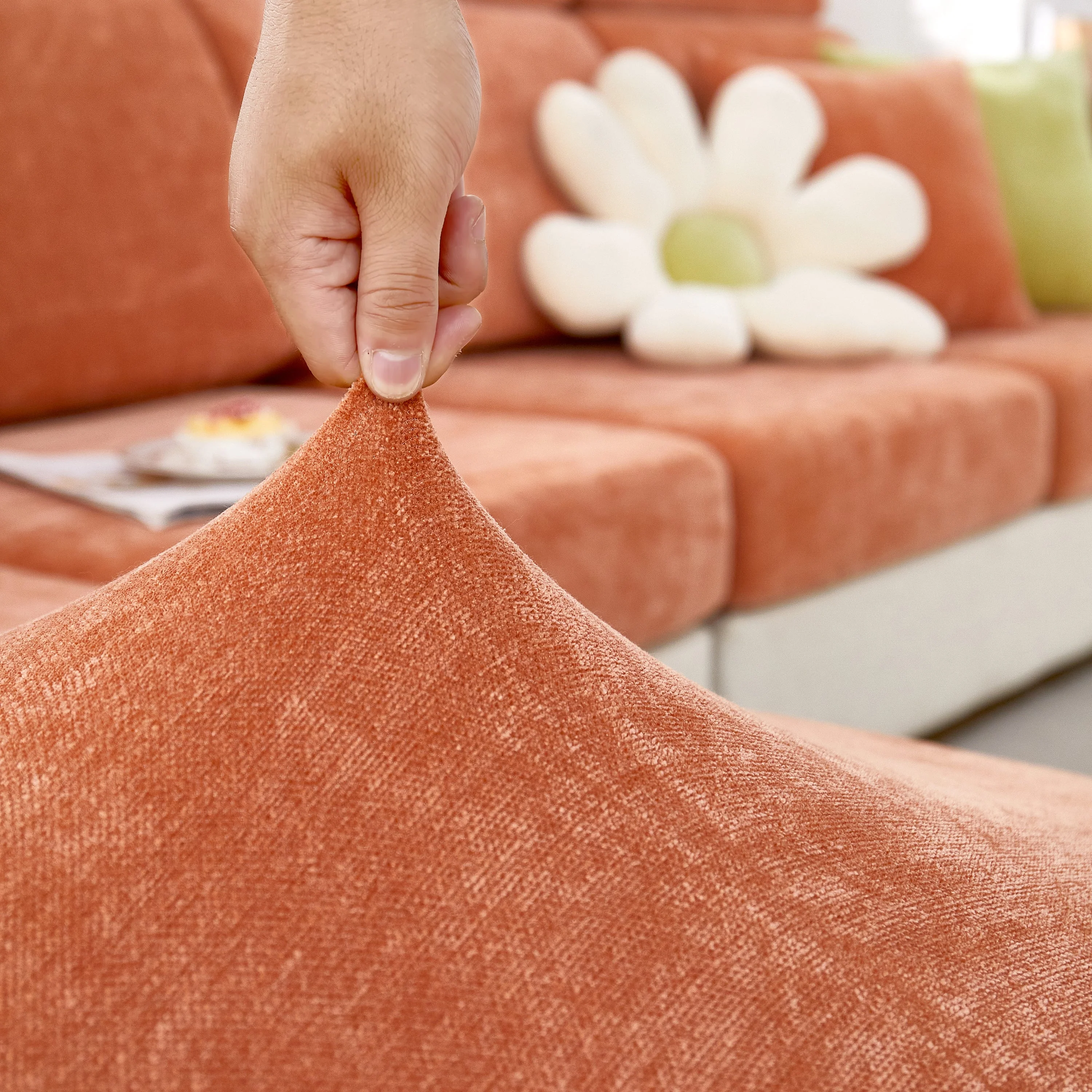 Chenille Cushion Covers for 1/2/3/4 Seater Sofas and L-shaped Couches, Furniture Covers for Pets - Image 50