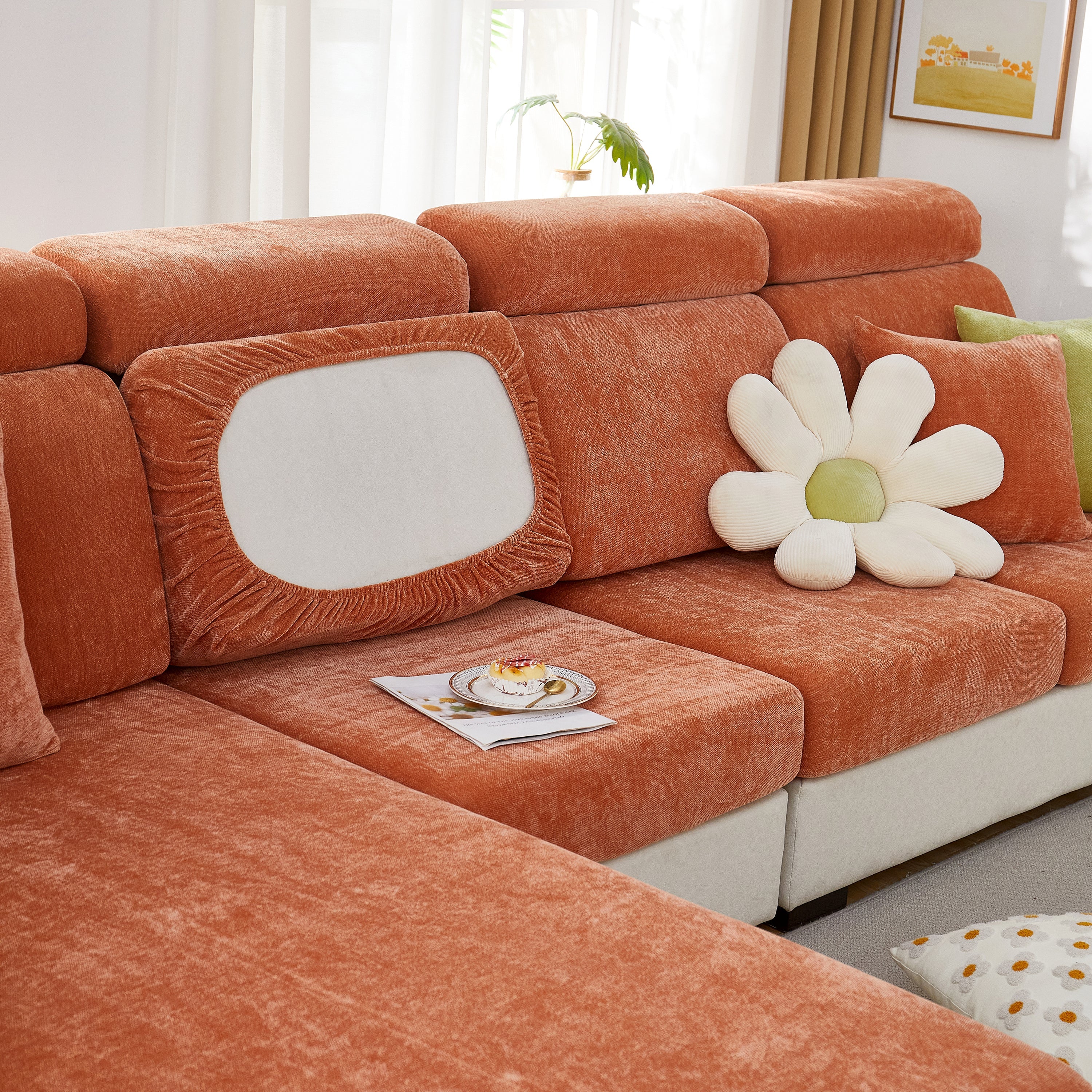 Chenille Cushion Covers for 1/2/3/4 Seater Sofas and L-shaped Couches, Furniture Covers for Pets - Image 51