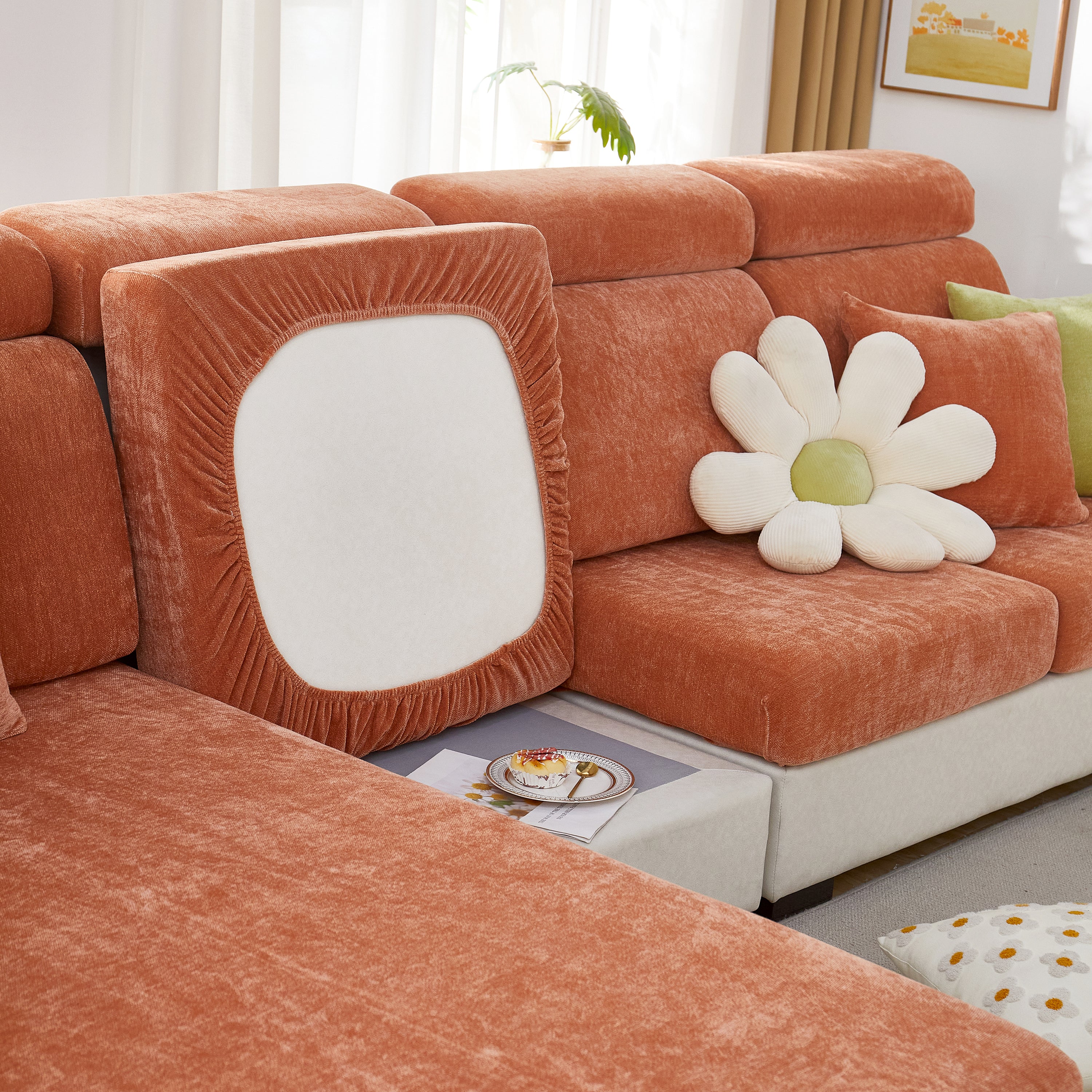 Chenille Cushion Covers for 1/2/3/4 Seater Sofas and L-shaped Couches, Furniture Covers for Pets - Image 52