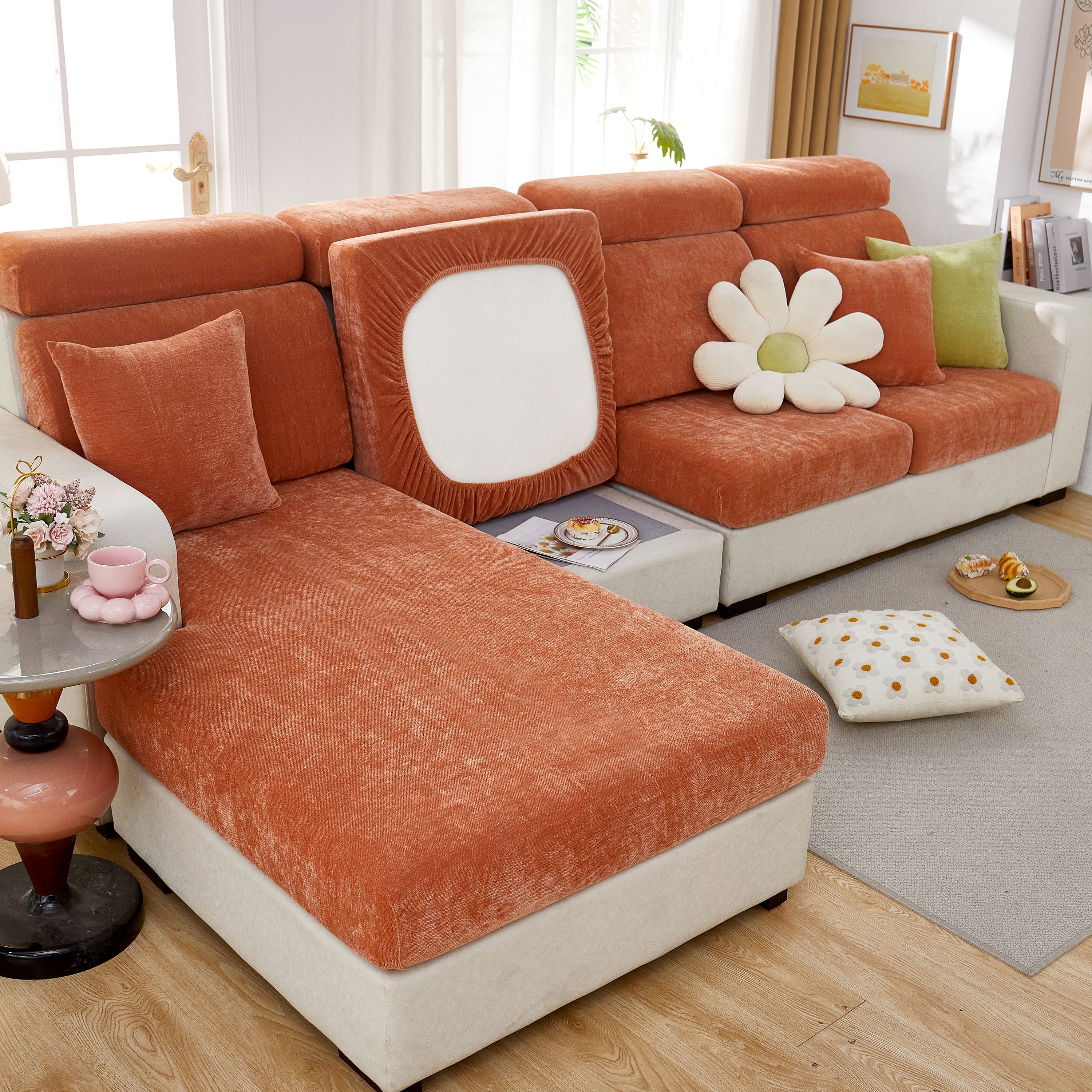 Chenille Cushion Covers for 1/2/3/4 Seater Sofas and L-shaped Couches, Furniture Covers for Pets - Image 53