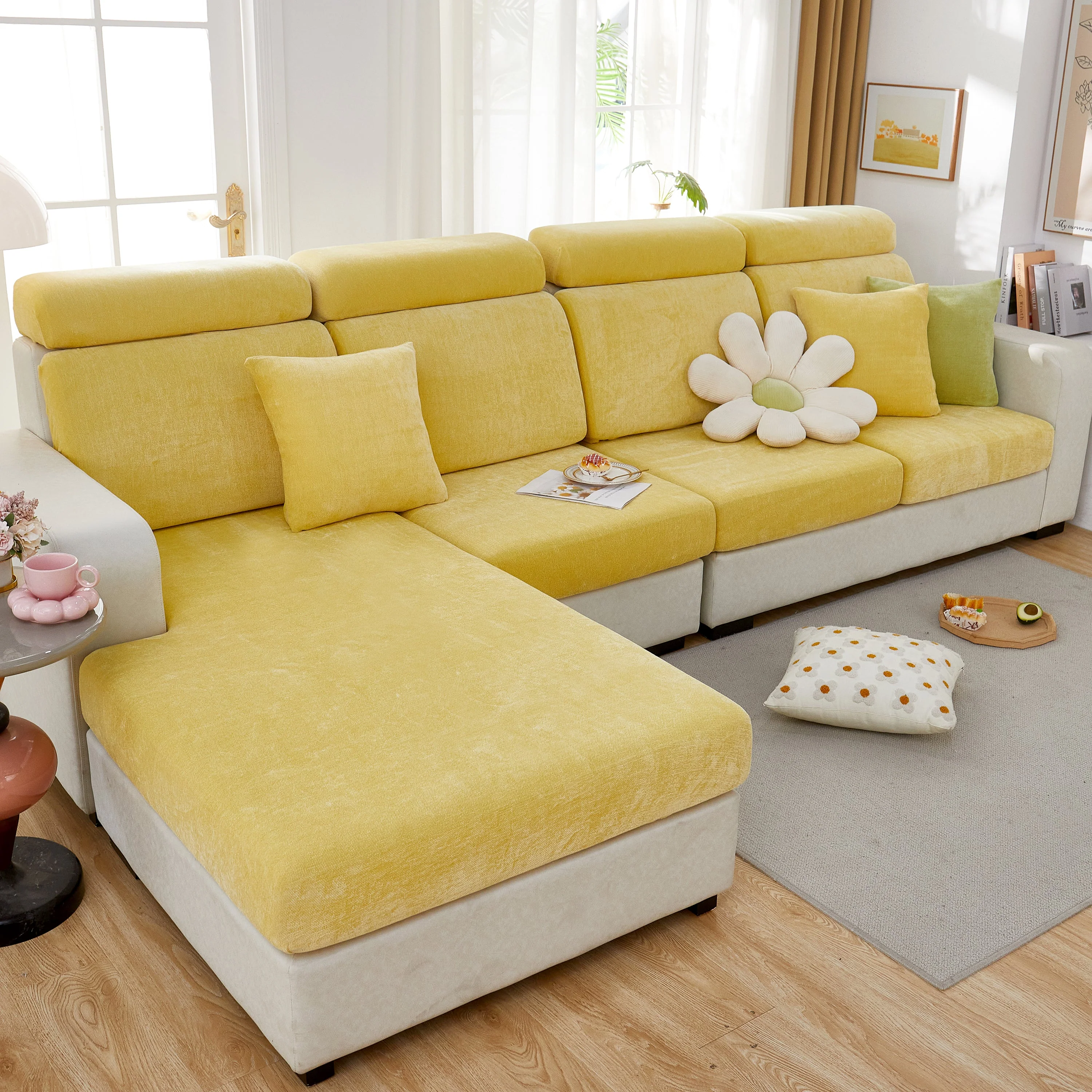 Chenille Cushion Covers for 1/2/3/4 Seater Sofas and L-shaped Couches, Furniture Covers for Pets - Image 58