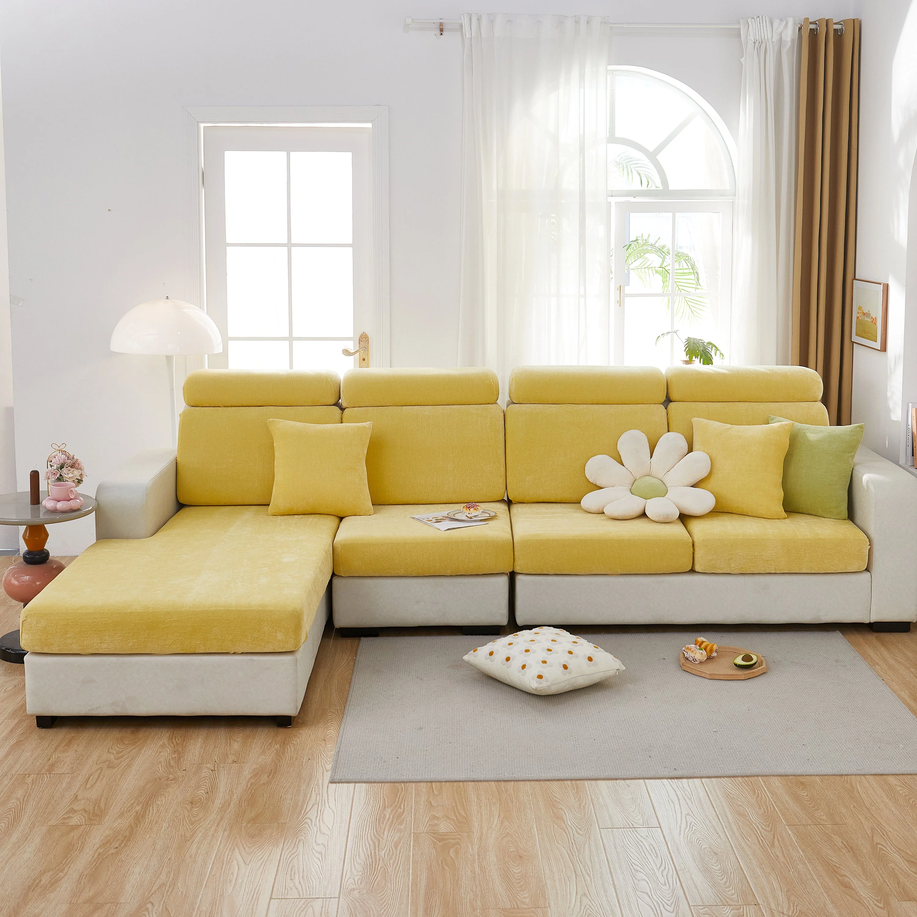 Chenille Cushion Covers for 1/2/3/4 Seater Sofas and L-shaped Couches, Furniture Covers for Pets - Image 60