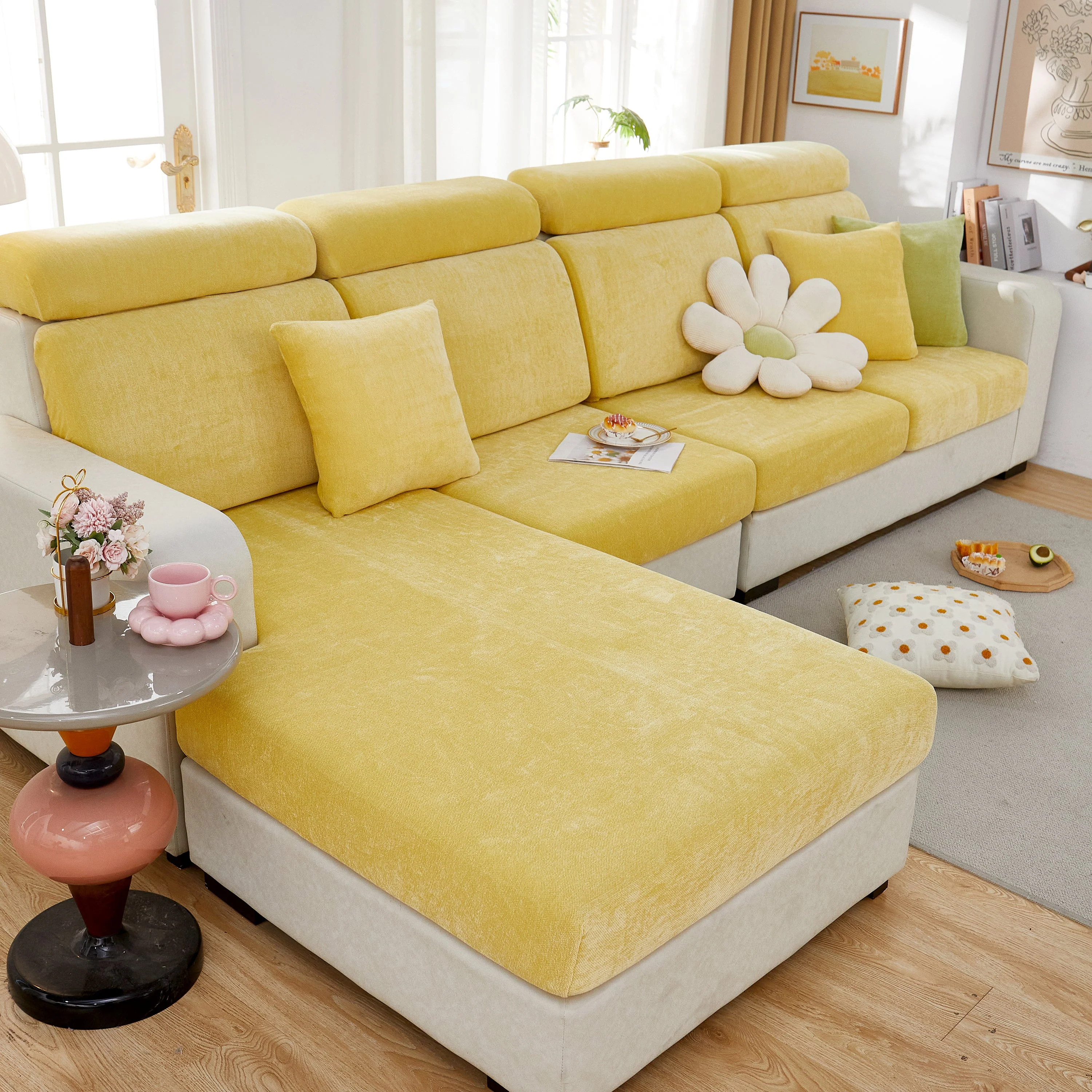 Chenille Cushion Covers for 1/2/3/4 Seater Sofas and L-shaped Couches, Furniture Covers for Pets - Image 61