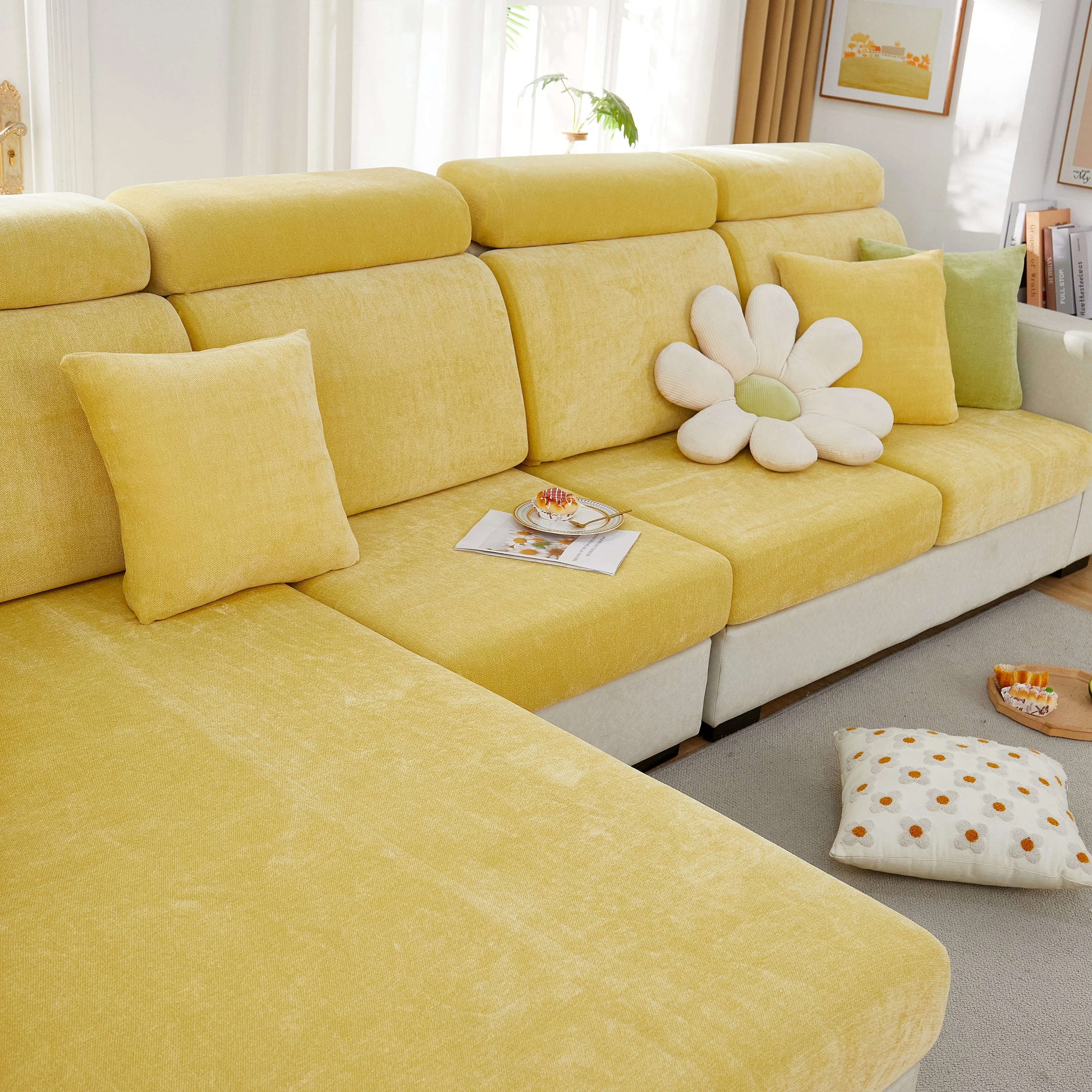 Chenille Cushion Covers for 1/2/3/4 Seater Sofas and L-shaped Couches, Furniture Covers for Pets - Image 62