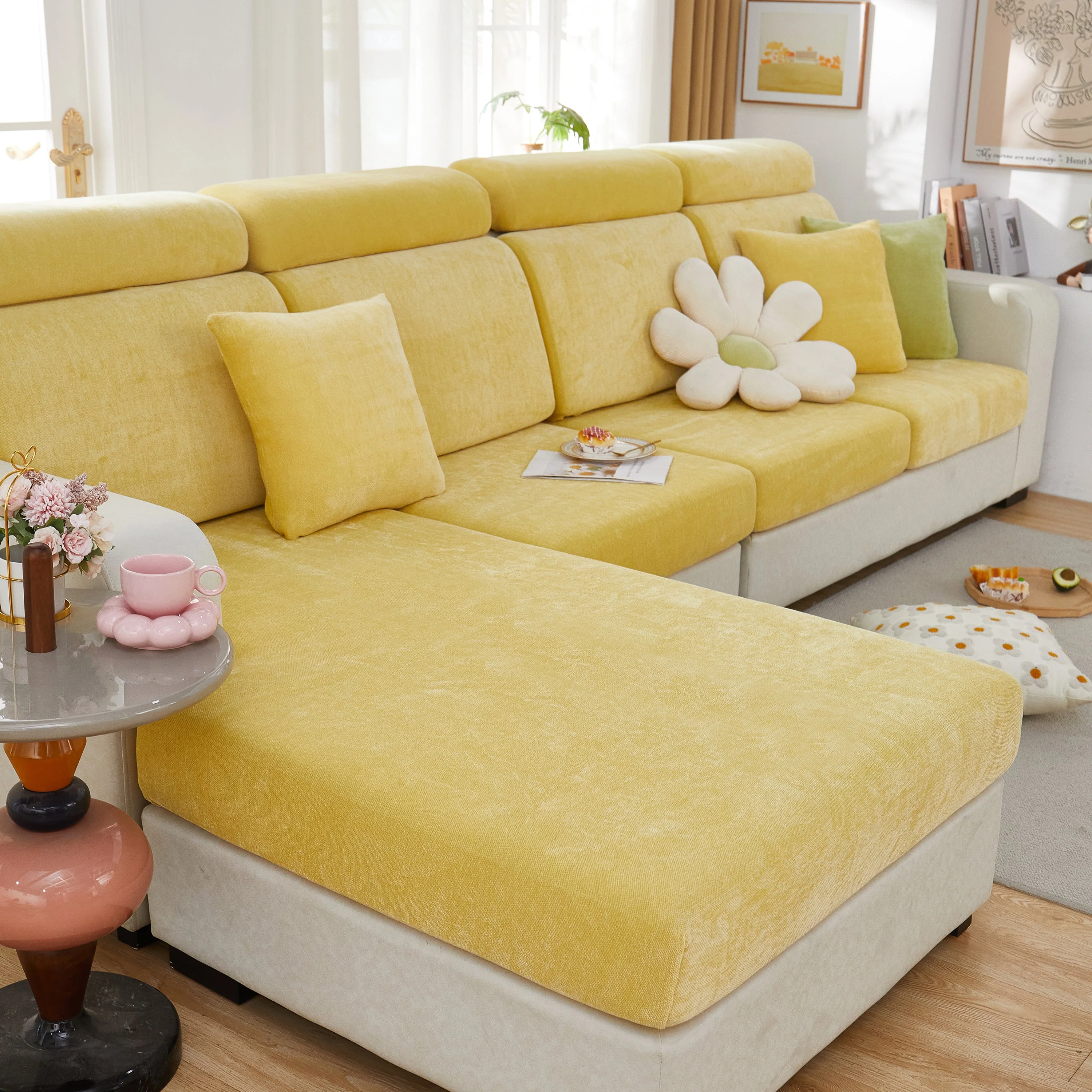 Chenille Cushion Covers for 1/2/3/4 Seater Sofas and L-shaped Couches, Furniture Covers for Pets - Image 63
