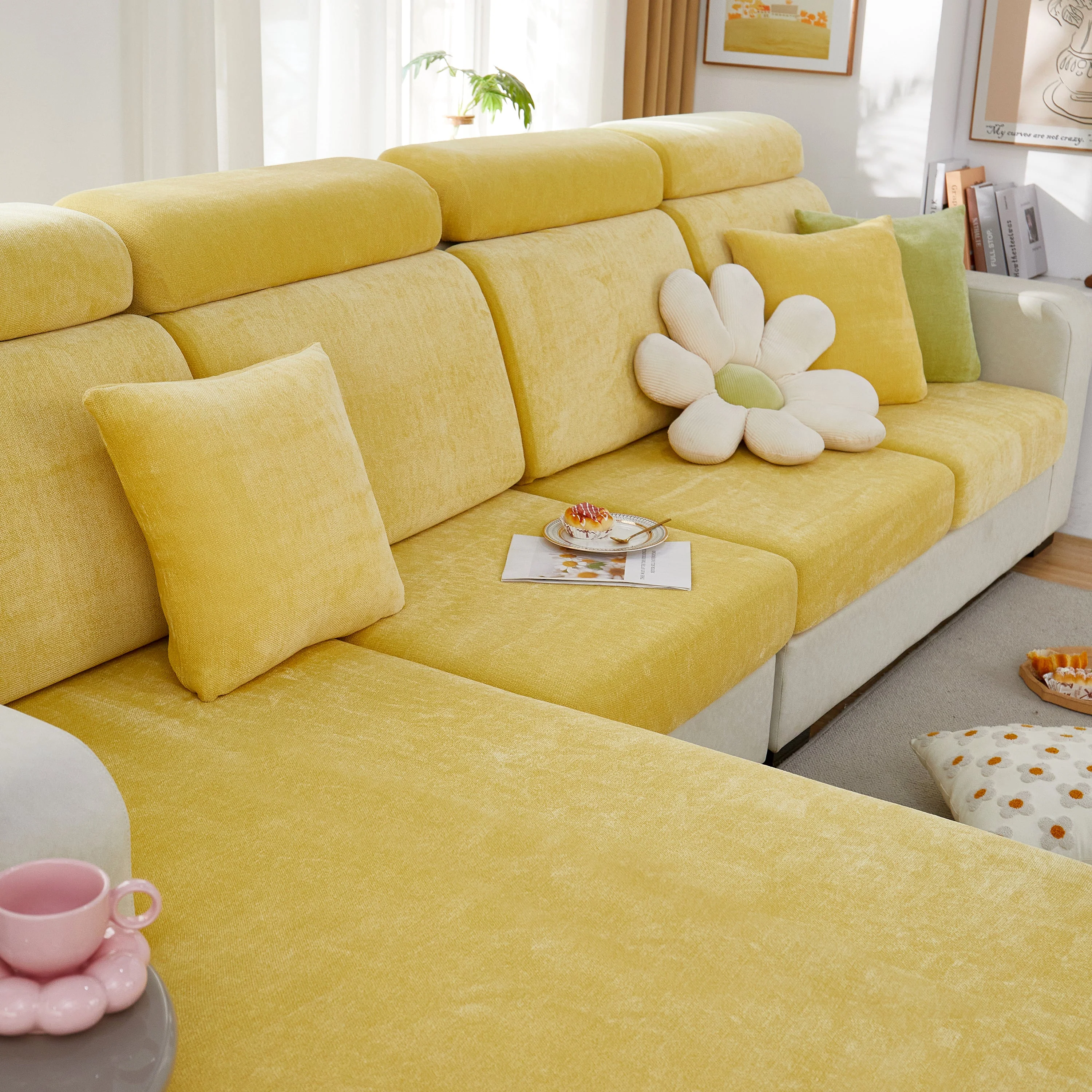 Chenille Cushion Covers for 1/2/3/4 Seater Sofas and L-shaped Couches, Furniture Covers for Pets - Image 64