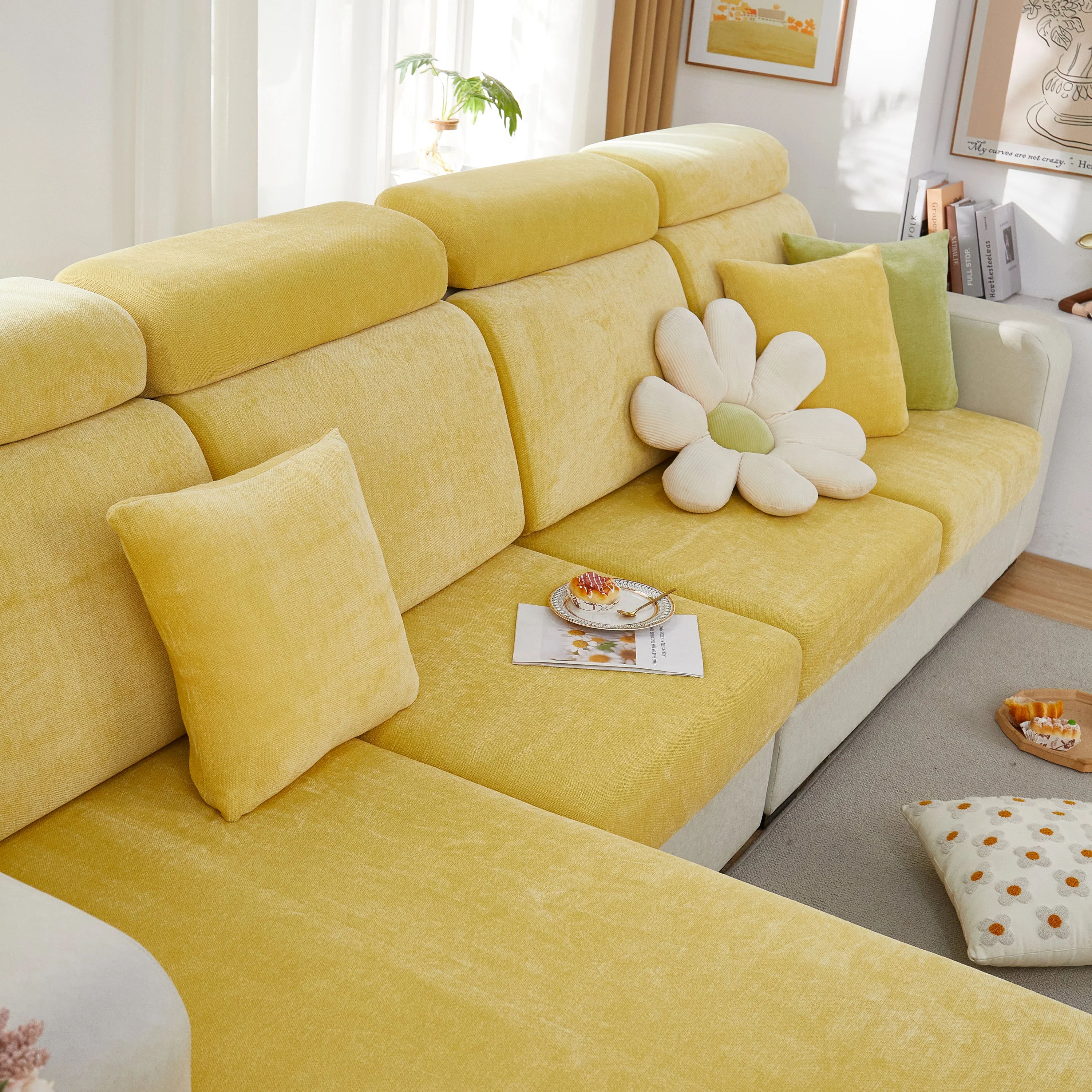 Chenille Cushion Covers for 1/2/3/4 Seater Sofas and L-shaped Couches, Furniture Covers for Pets - Image 65