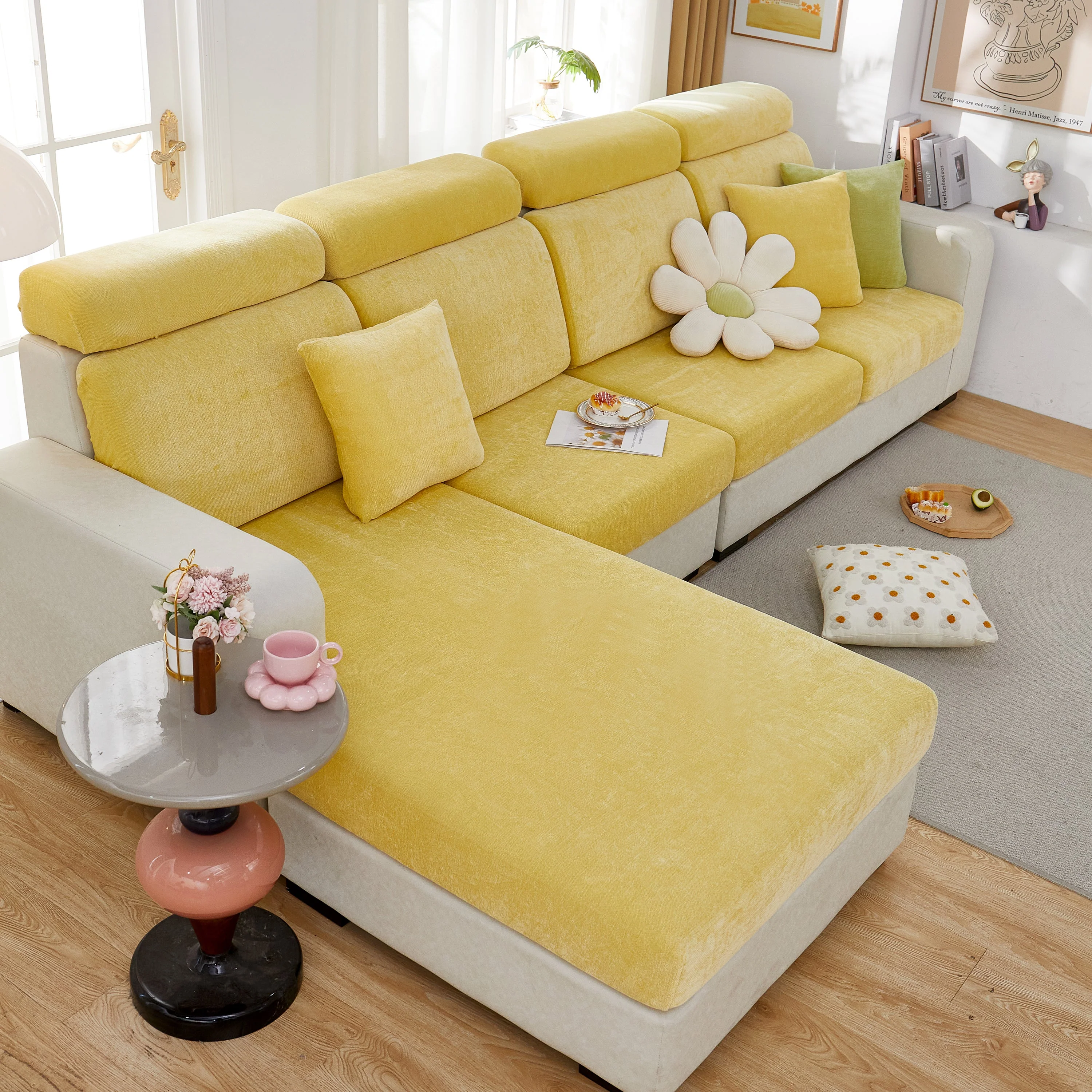 Chenille Cushion Covers for 1/2/3/4 Seater Sofas and L-shaped Couches, Furniture Covers for Pets - Image 66
