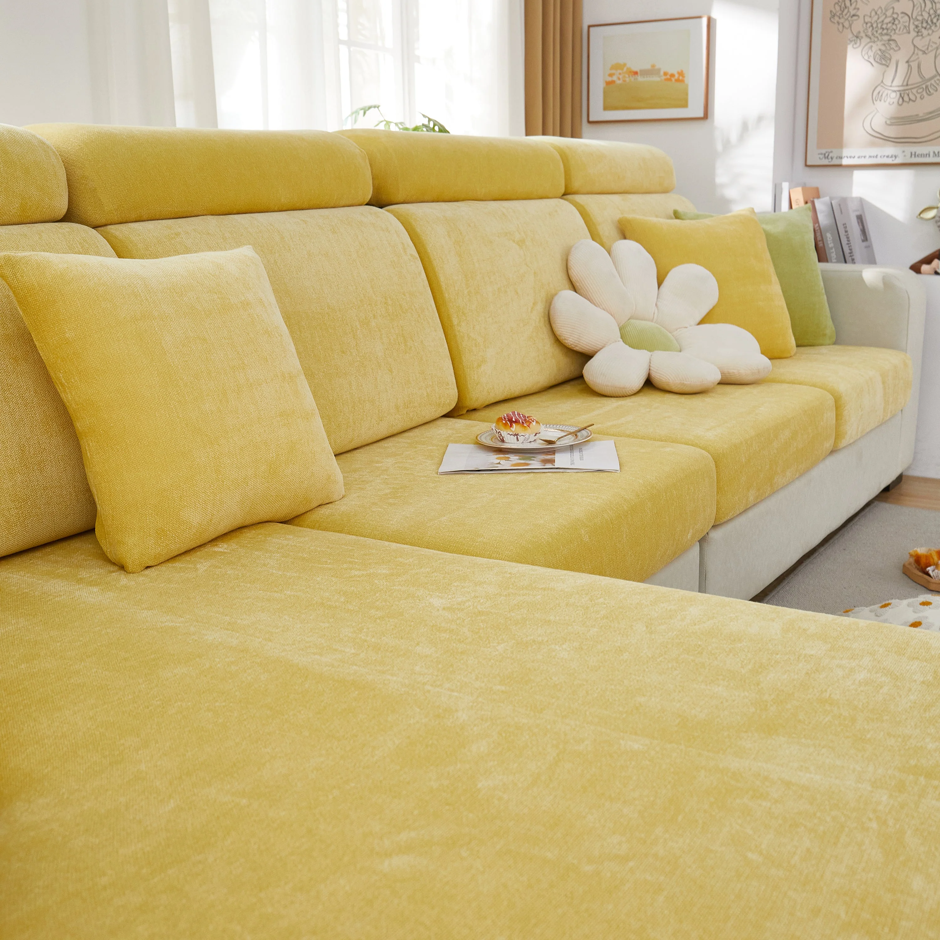 Chenille Cushion Covers for 1/2/3/4 Seater Sofas and L-shaped Couches, Furniture Covers for Pets - Image 68