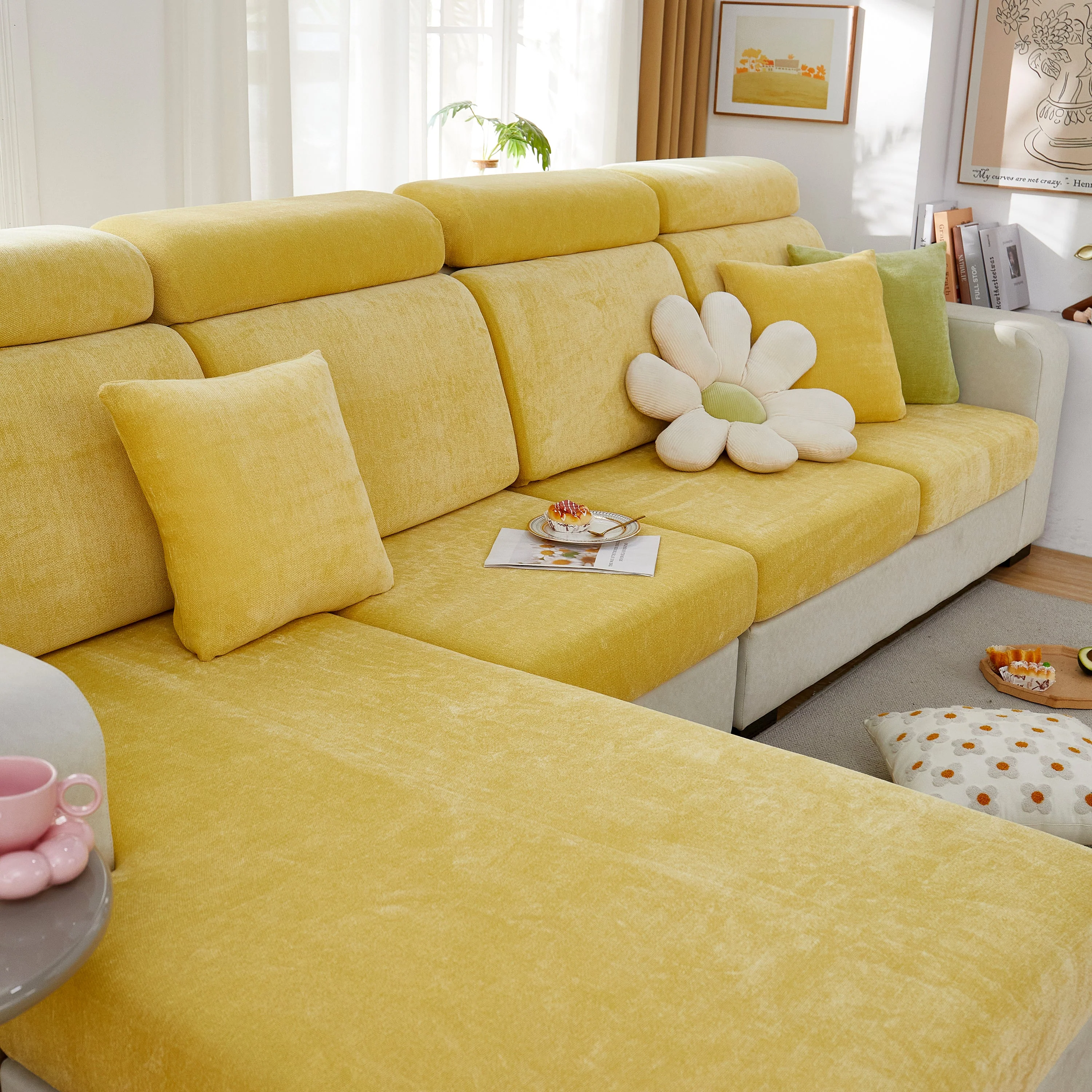 Chenille Cushion Covers for 1/2/3/4 Seater Sofas and L-shaped Couches, Furniture Covers for Pets - Image 69