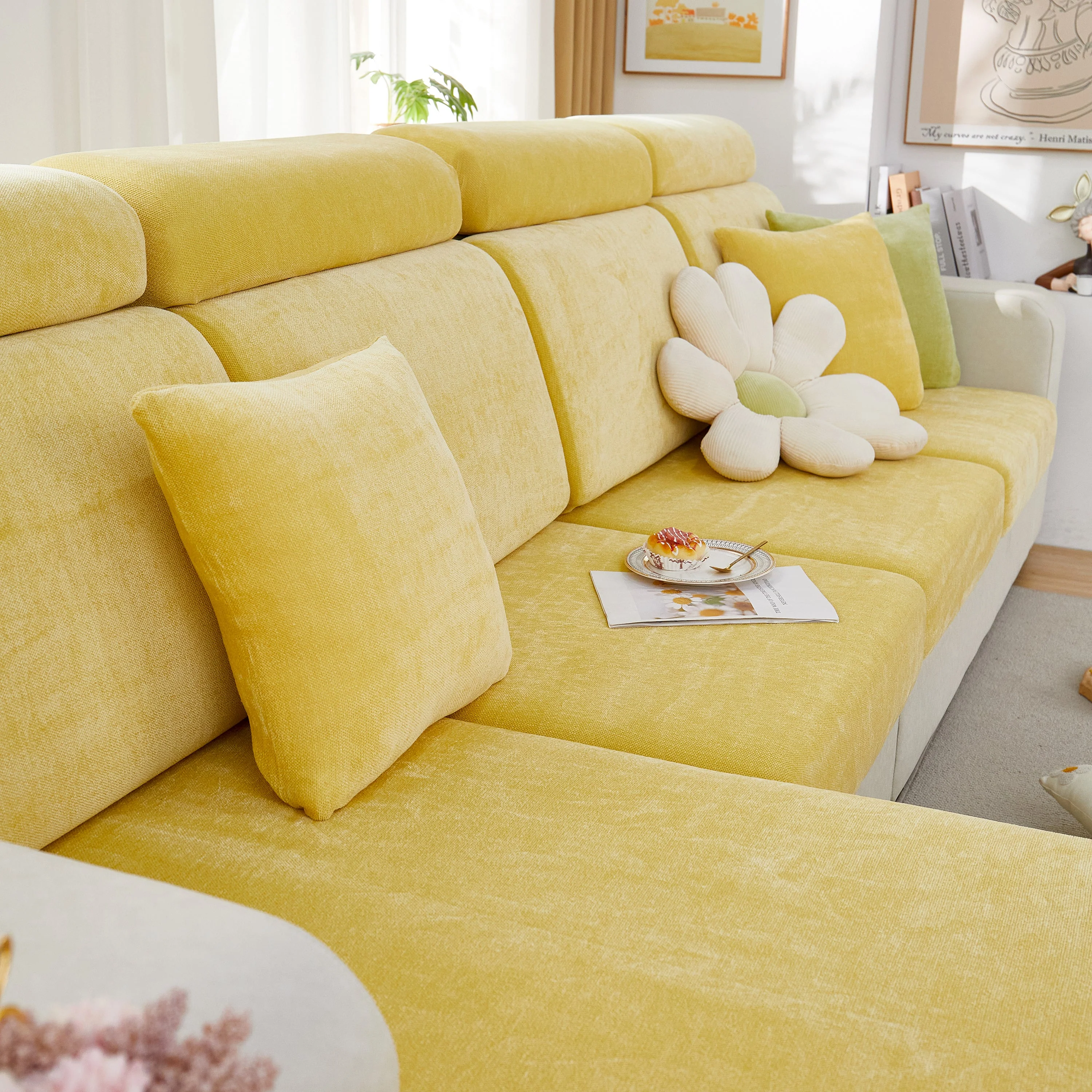 Chenille Cushion Covers for 1/2/3/4 Seater Sofas and L-shaped Couches, Furniture Covers for Pets - Image 70