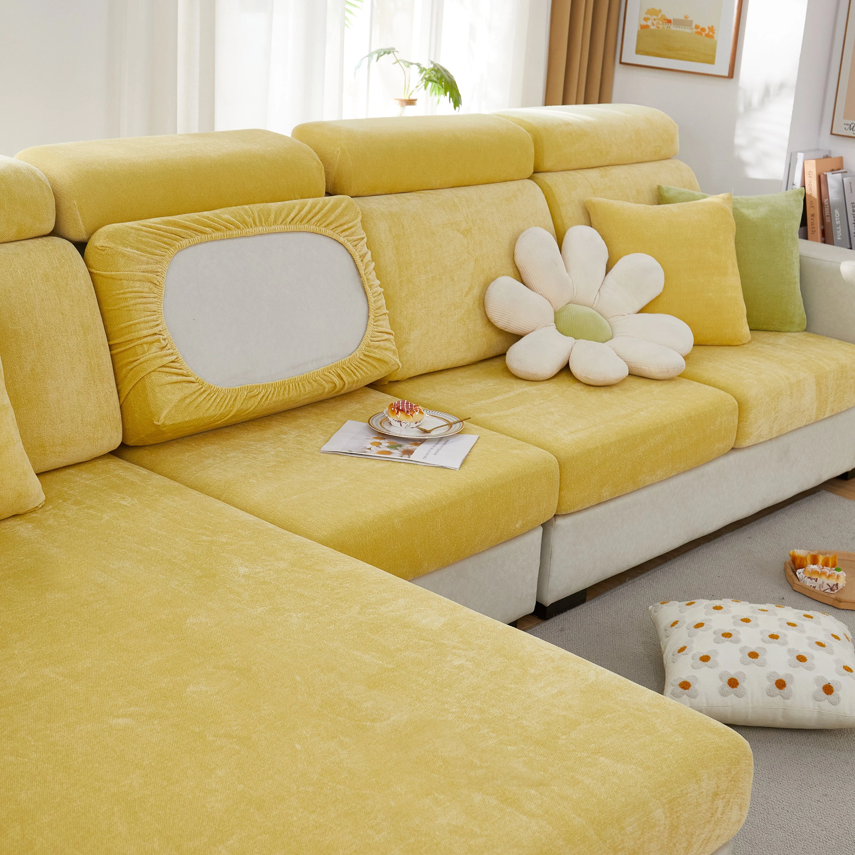 Chenille Cushion Covers for 1/2/3/4 Seater Sofas and L-shaped Couches, Furniture Covers for Pets - Image 72