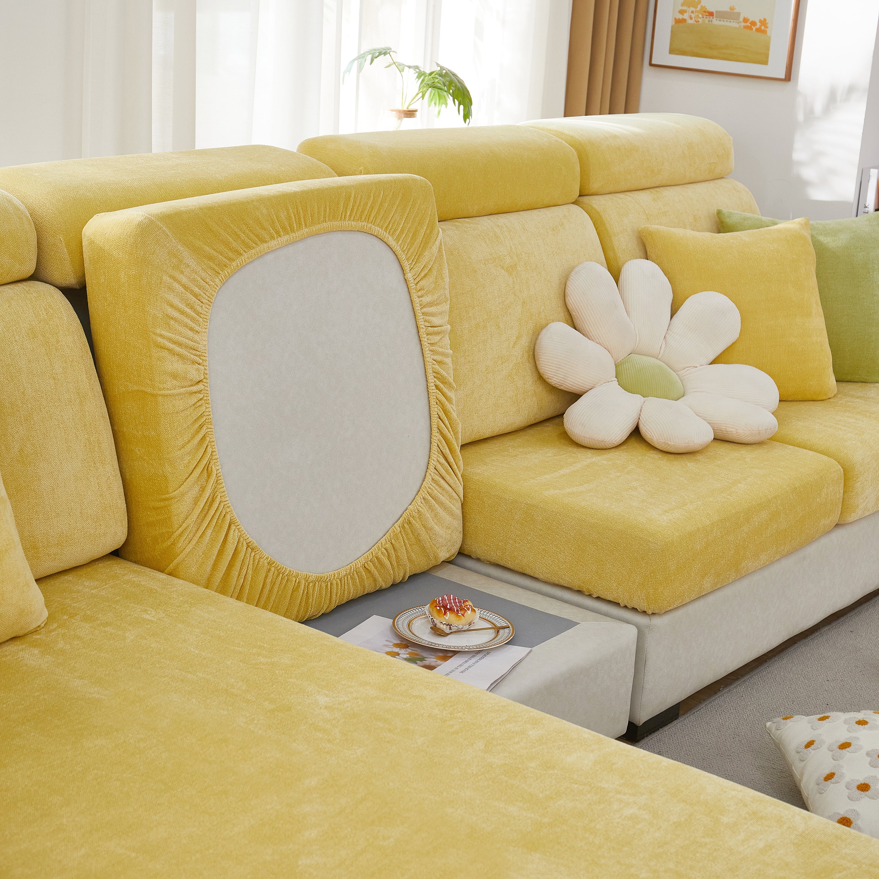 Chenille Cushion Covers for 1/2/3/4 Seater Sofas and L-shaped Couches, Furniture Covers for Pets - Image 73