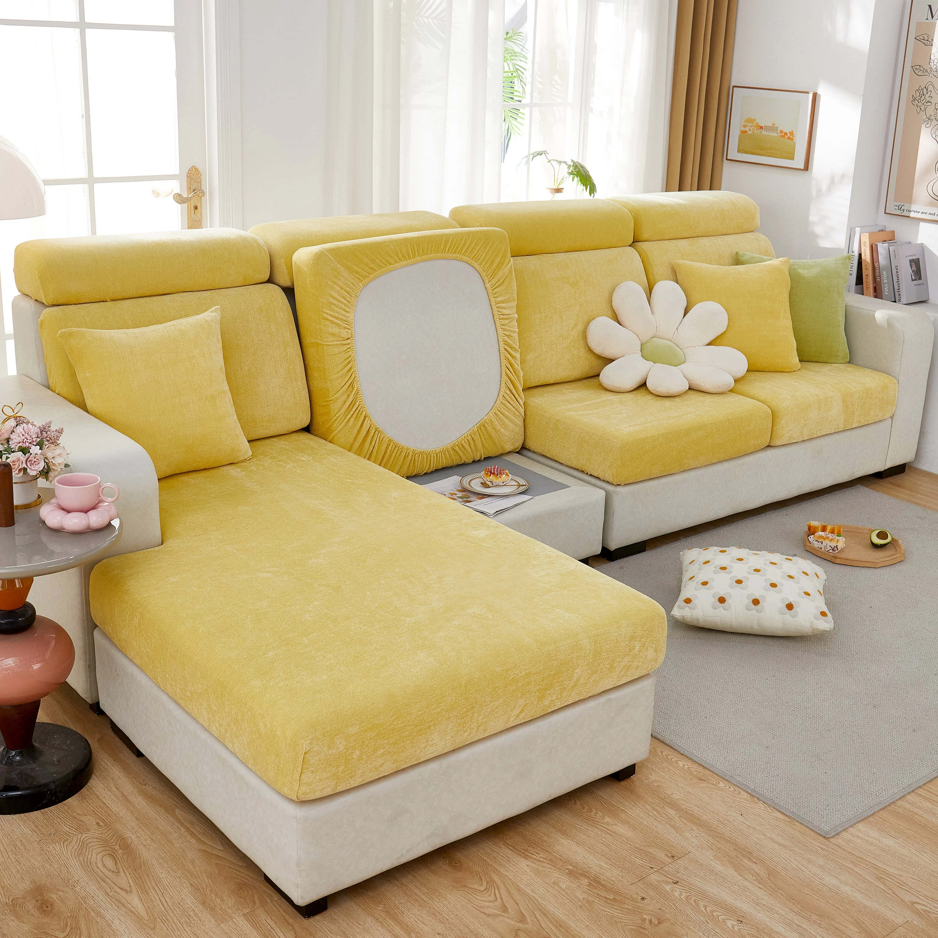 Chenille Cushion Covers for 1/2/3/4 Seater Sofas and L-shaped Couches, Furniture Covers for Pets - Image 74