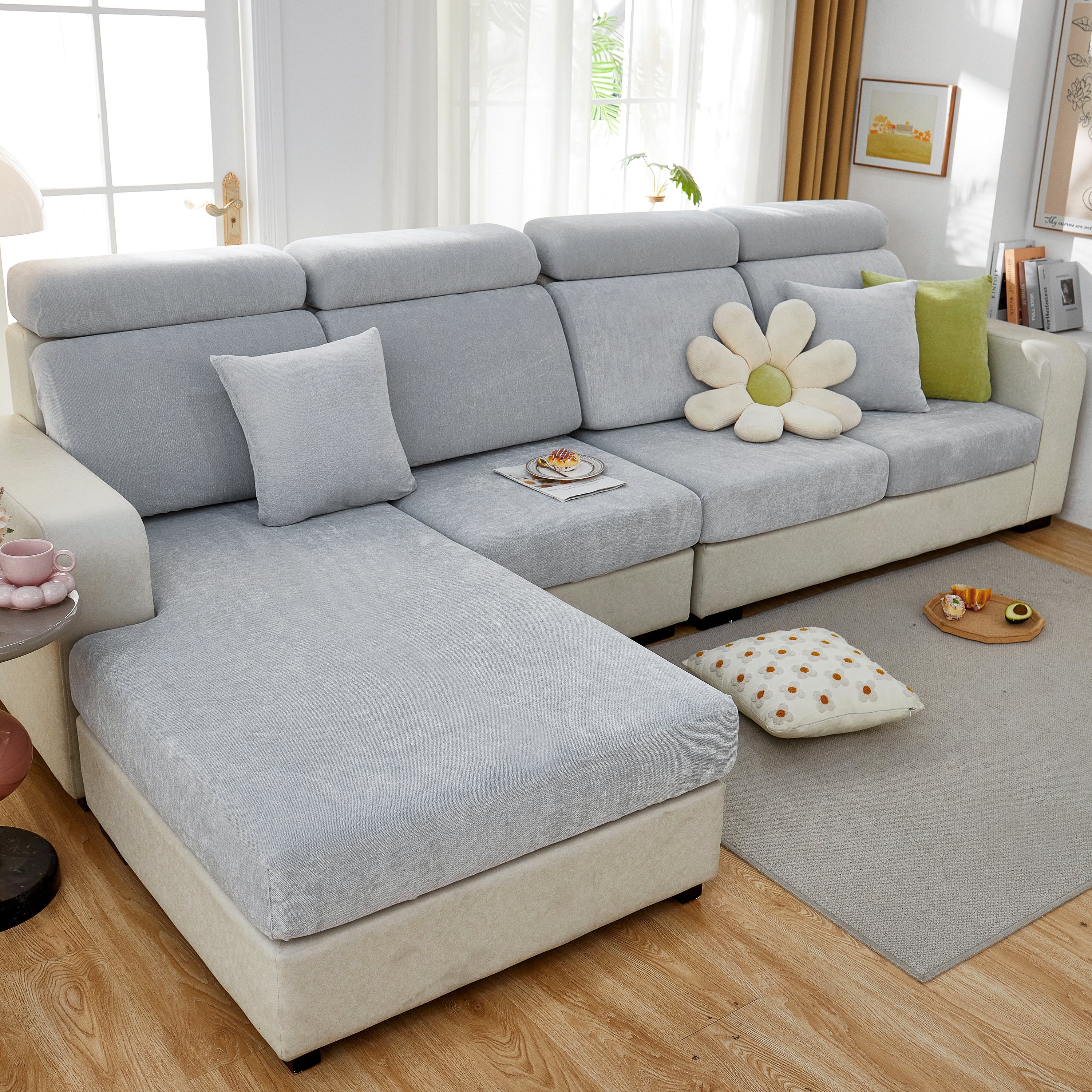 Chenille Cushion Covers for 1/2/3/4 Seater Sofas and L-shaped Couches, Furniture Covers for Pets - Image 79