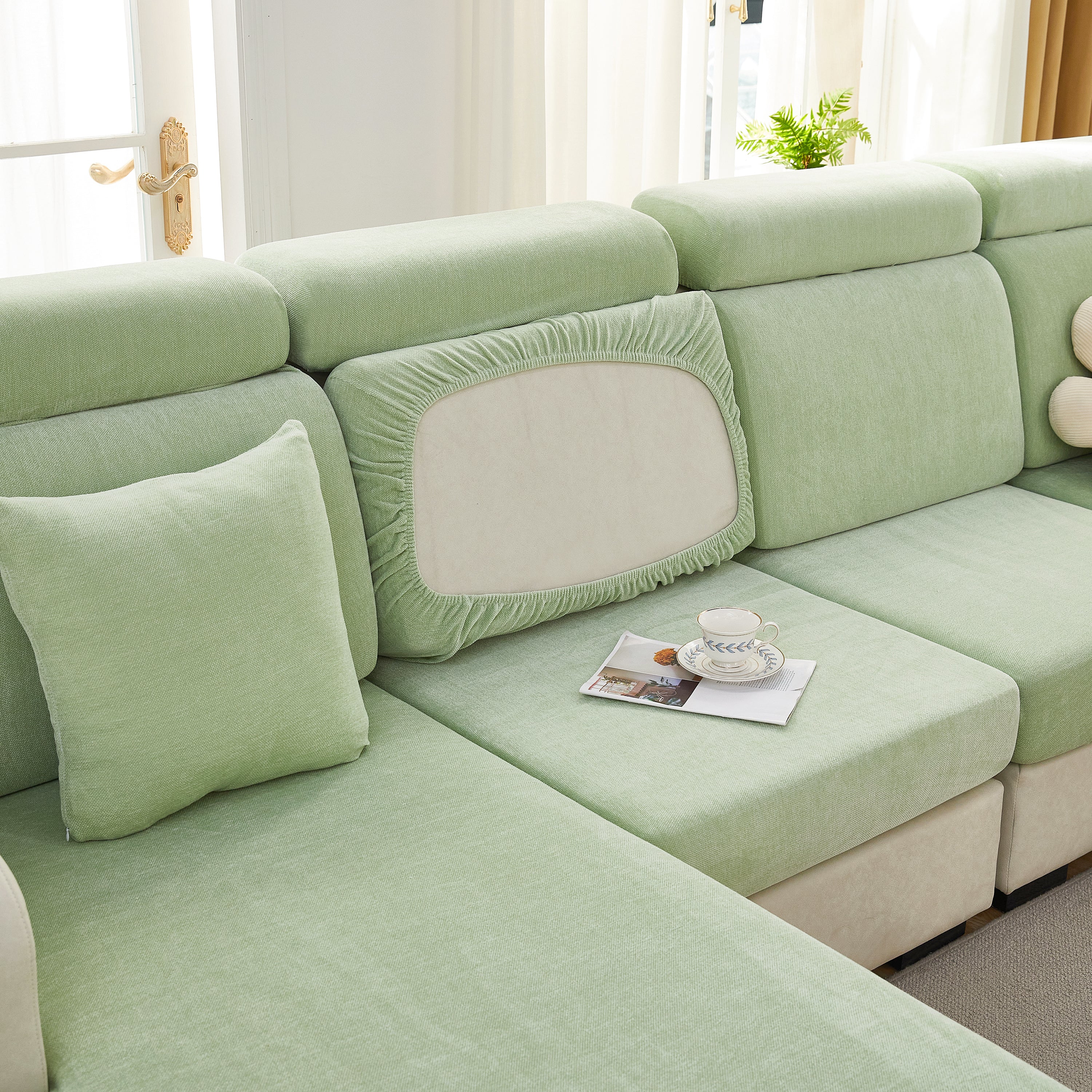 Chenille Cushion Covers for 1/2/3/4 Seater Sofas and L-shaped Couches, Furniture Covers for Pets - Image 8